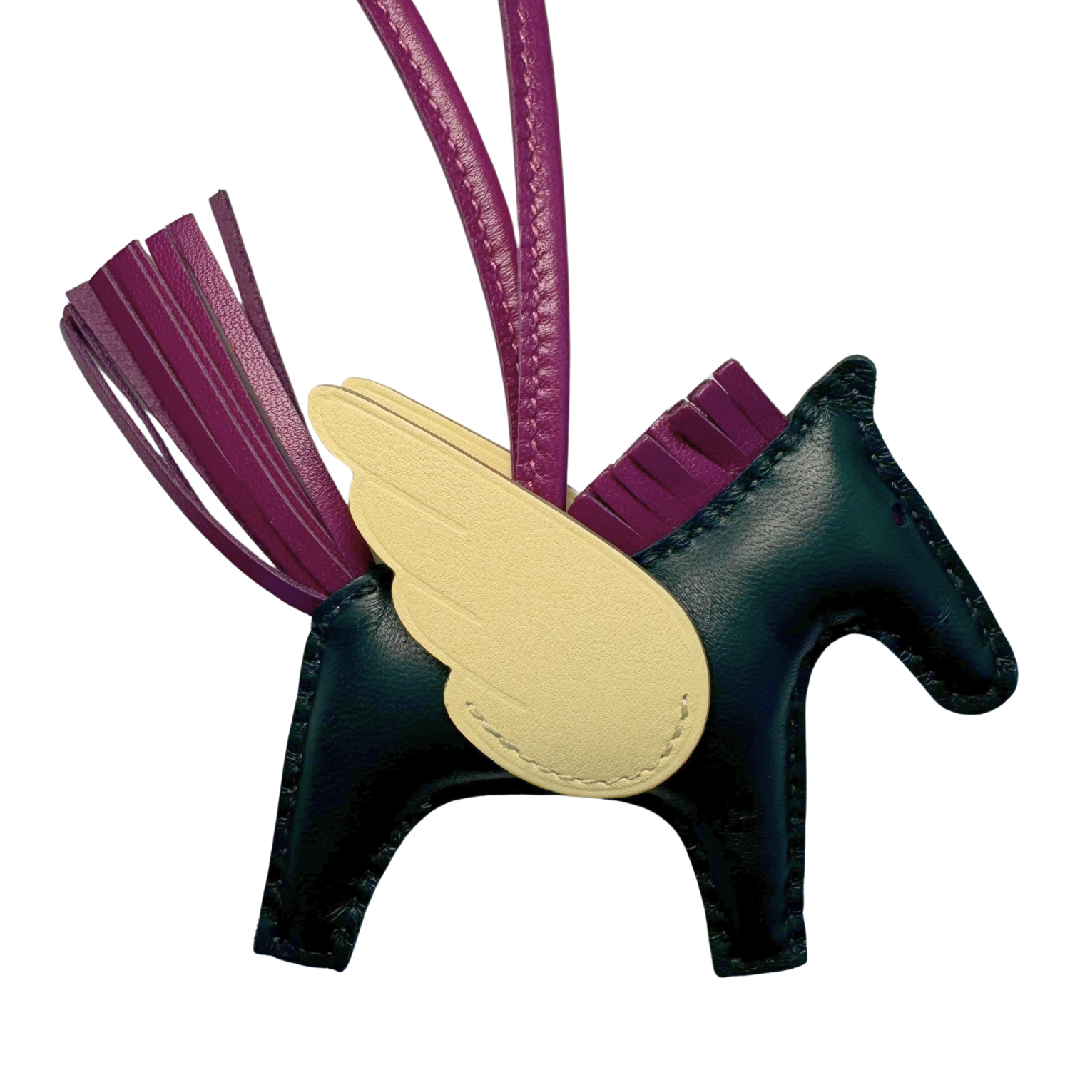 Hermès 2024 Milo Grigri Rodeo Pegase Bag Charm Cypres, Violet, and Milton