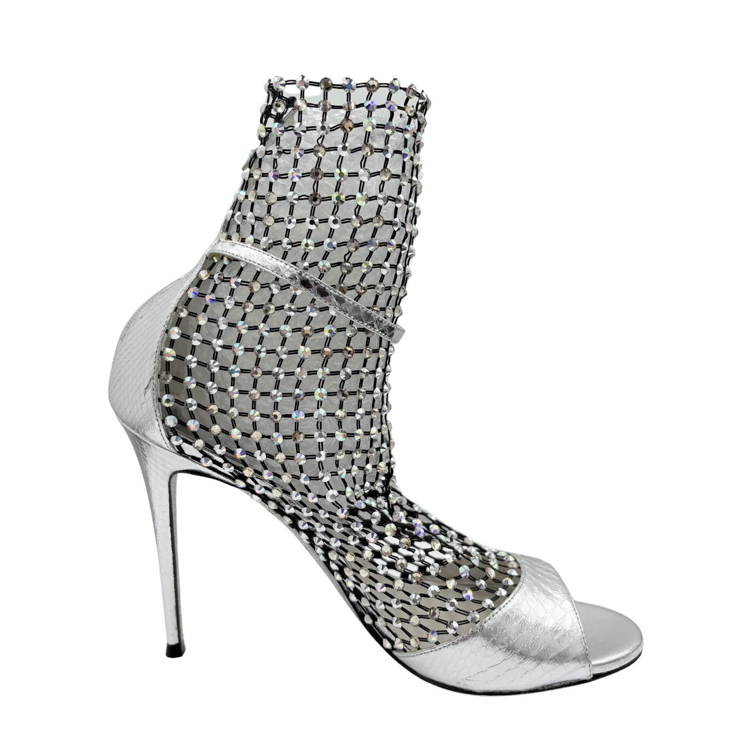 Rene Caovilla Galaxia Silver Heeled Sandals 105