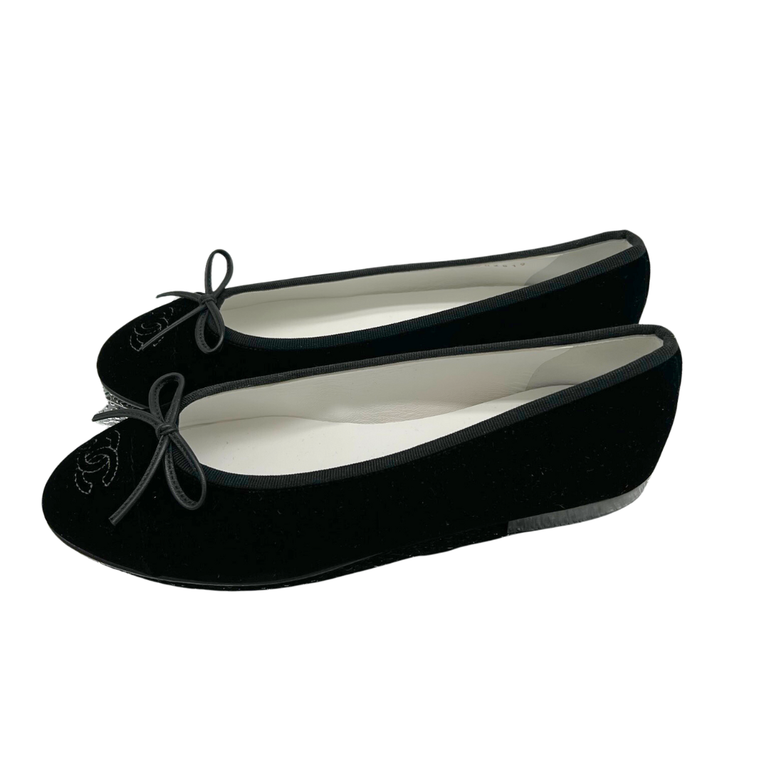 Chanel Velvet Ballet Flats