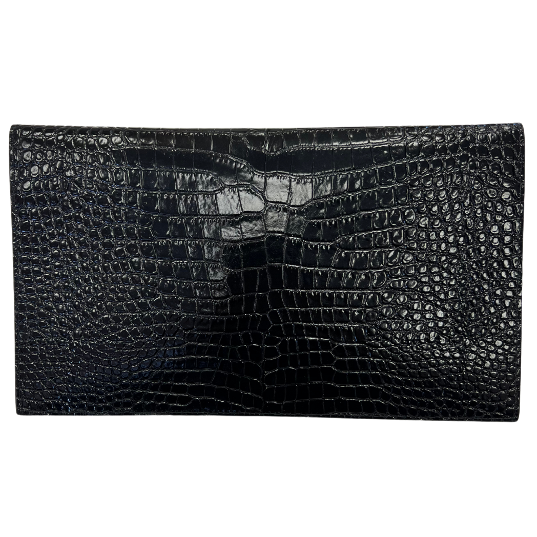 YSL Croc Embossed Uptown Clutch