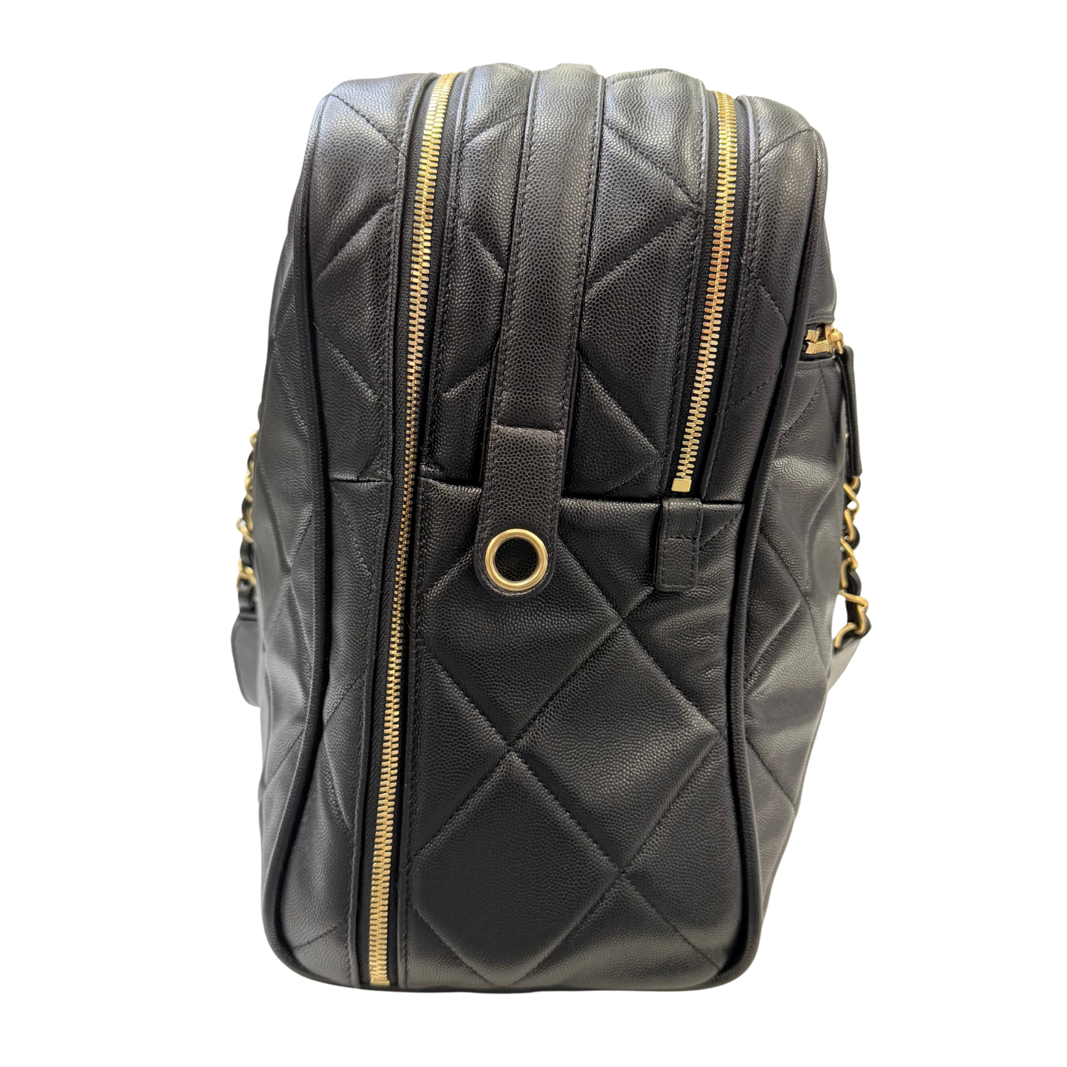 Chanel Limited Collection Large Caviar Quilted Leather Travel Bowling Bag Black