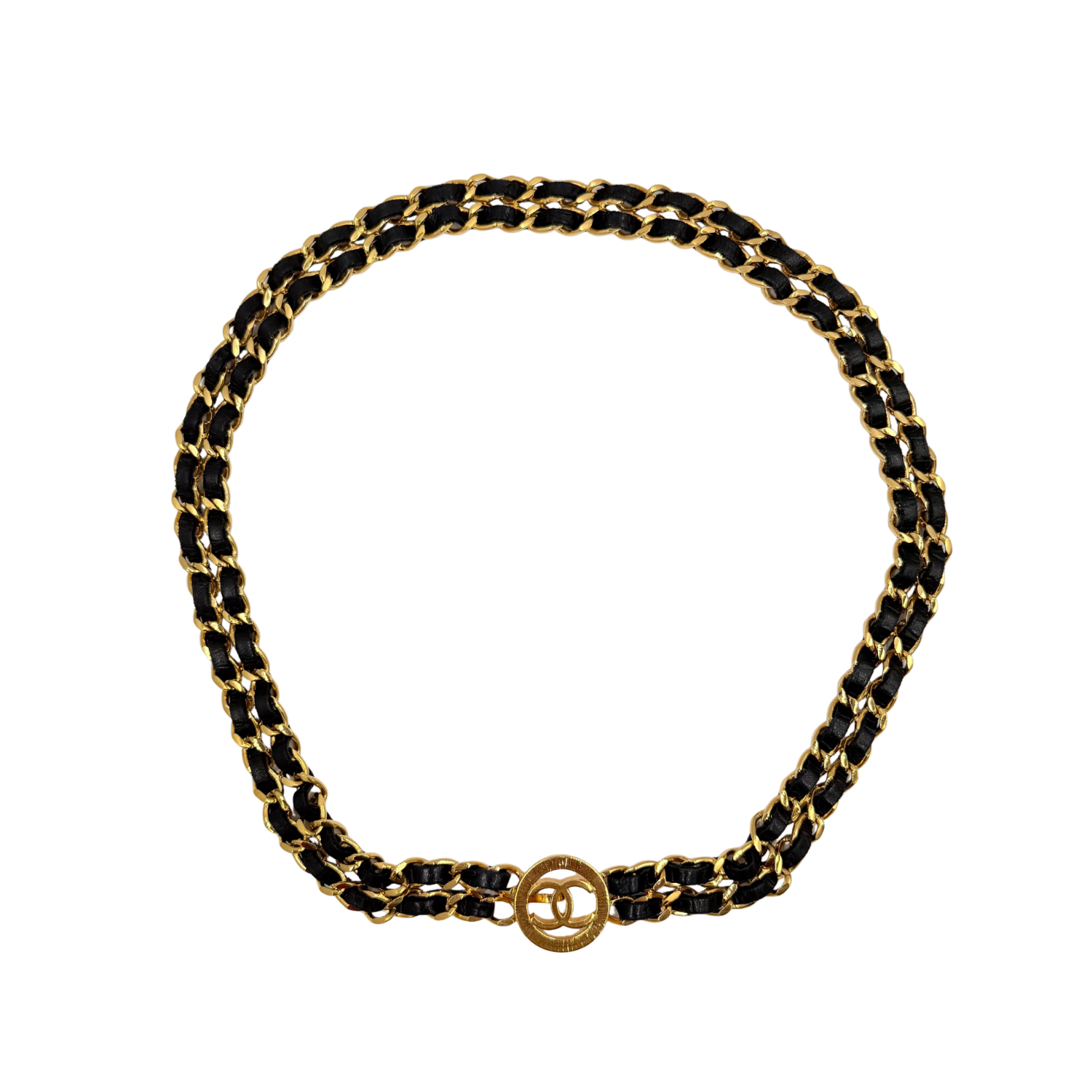 Chanel Vintage 1994 Interlocking CC Belt/Necklace Black and Gold