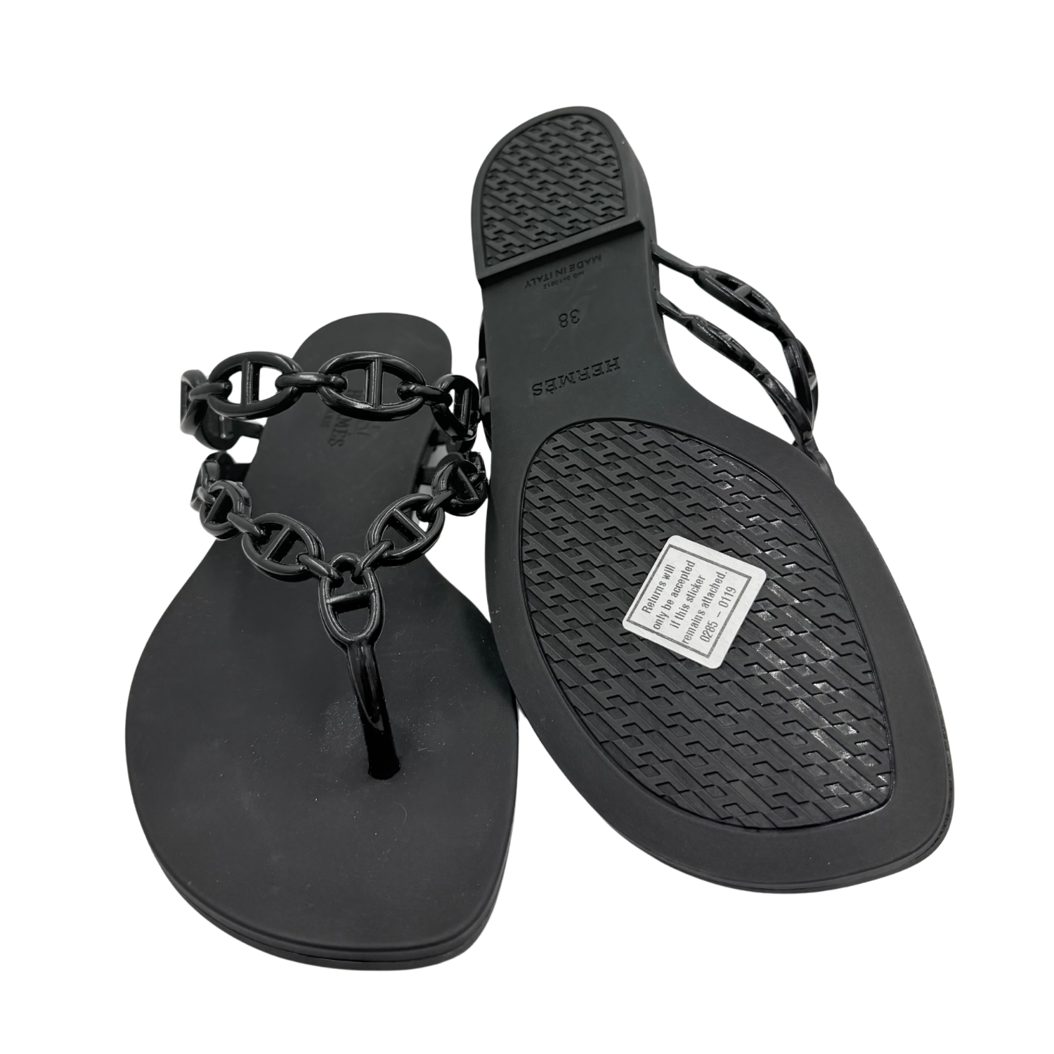 Rubber Chaine d'Ancre Island Sandals Black Size 38