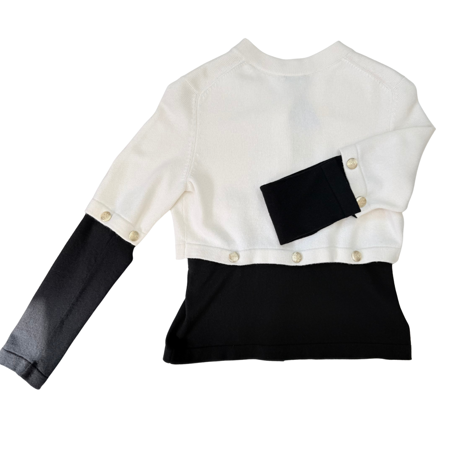 Chanel Long Sleeve Cardigan Black and White