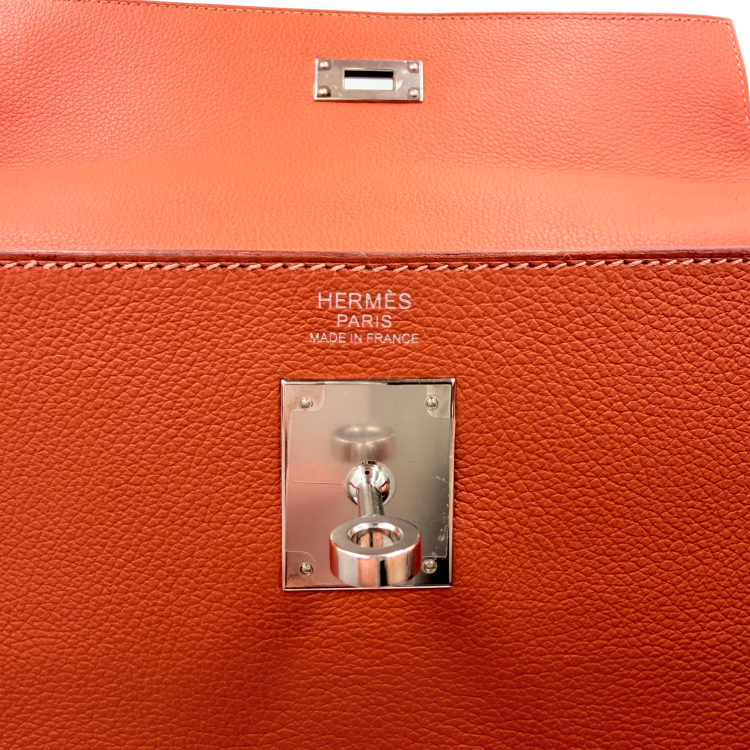 Hermès Kelly 32 Cuivre Evercolor Leather with Palladium Hardware (comes with Hermès Twilly)