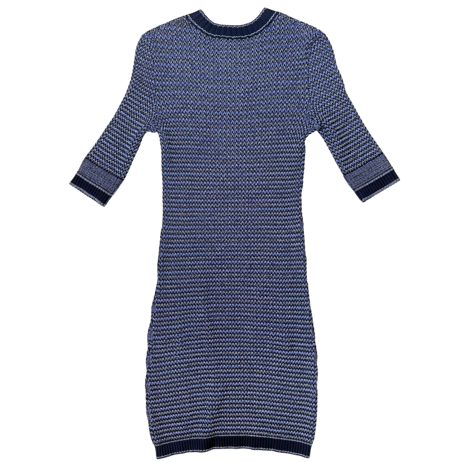 Chanel CC Knitted Midi Dress Blue & Black