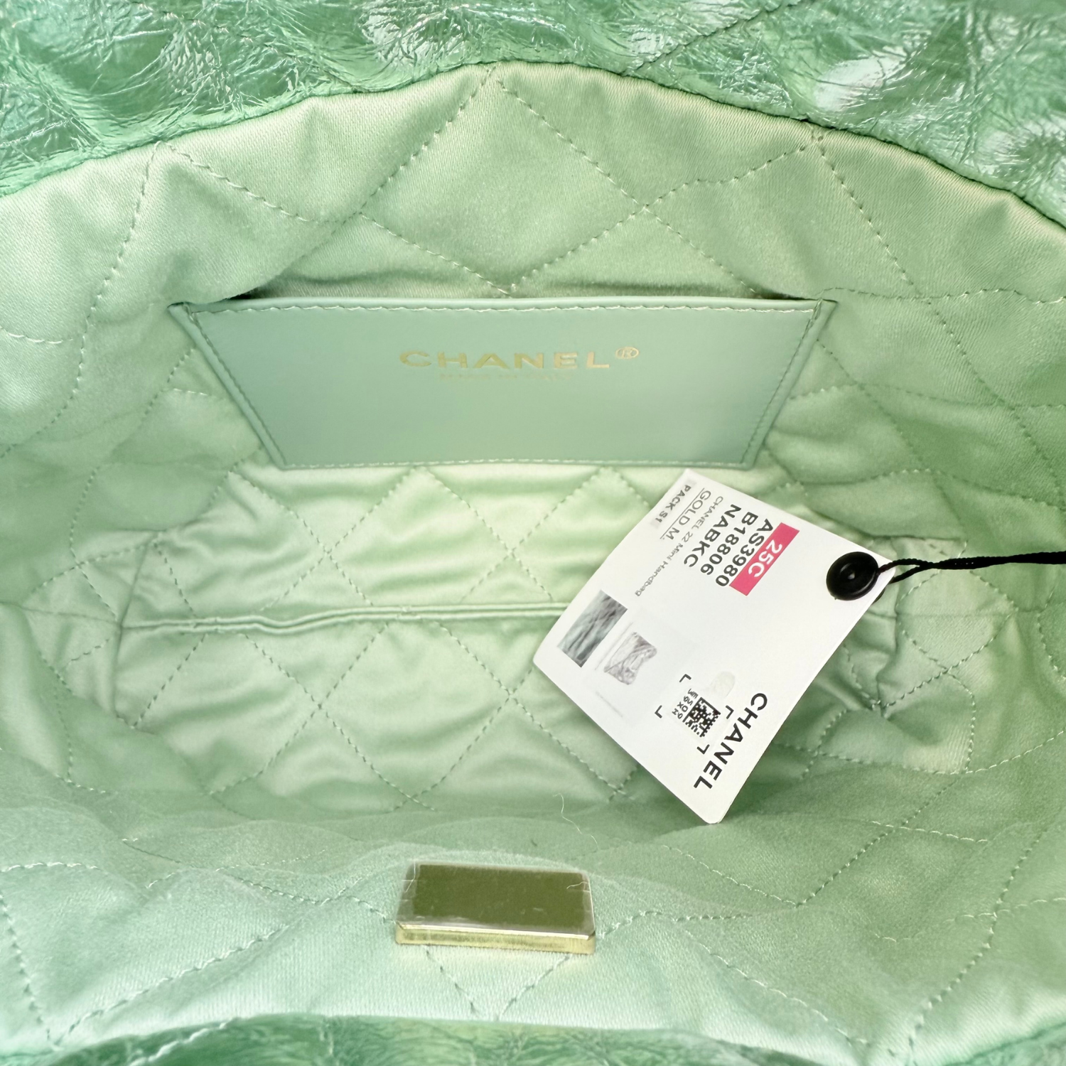 Chanel 22 Mini Handbag Metallic Green