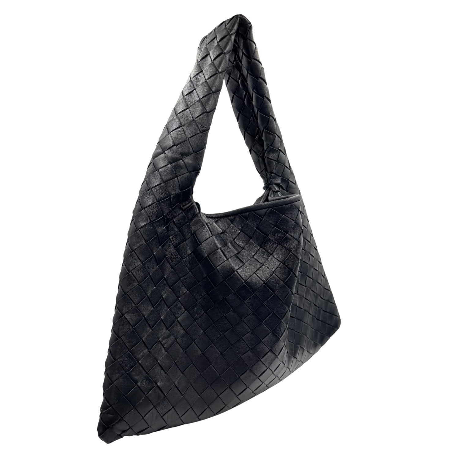 Bottega Veneta Medium Hop Intrecciato Leather Hobo Bag Black