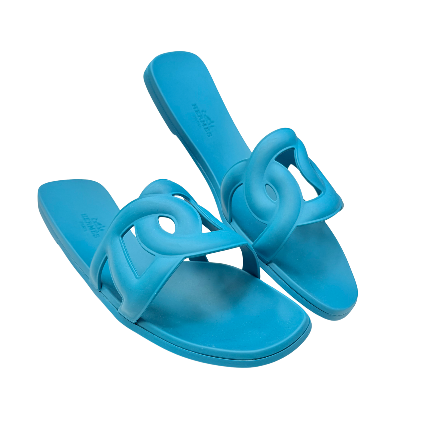 Hermès Aloha Rubber Slides Blue