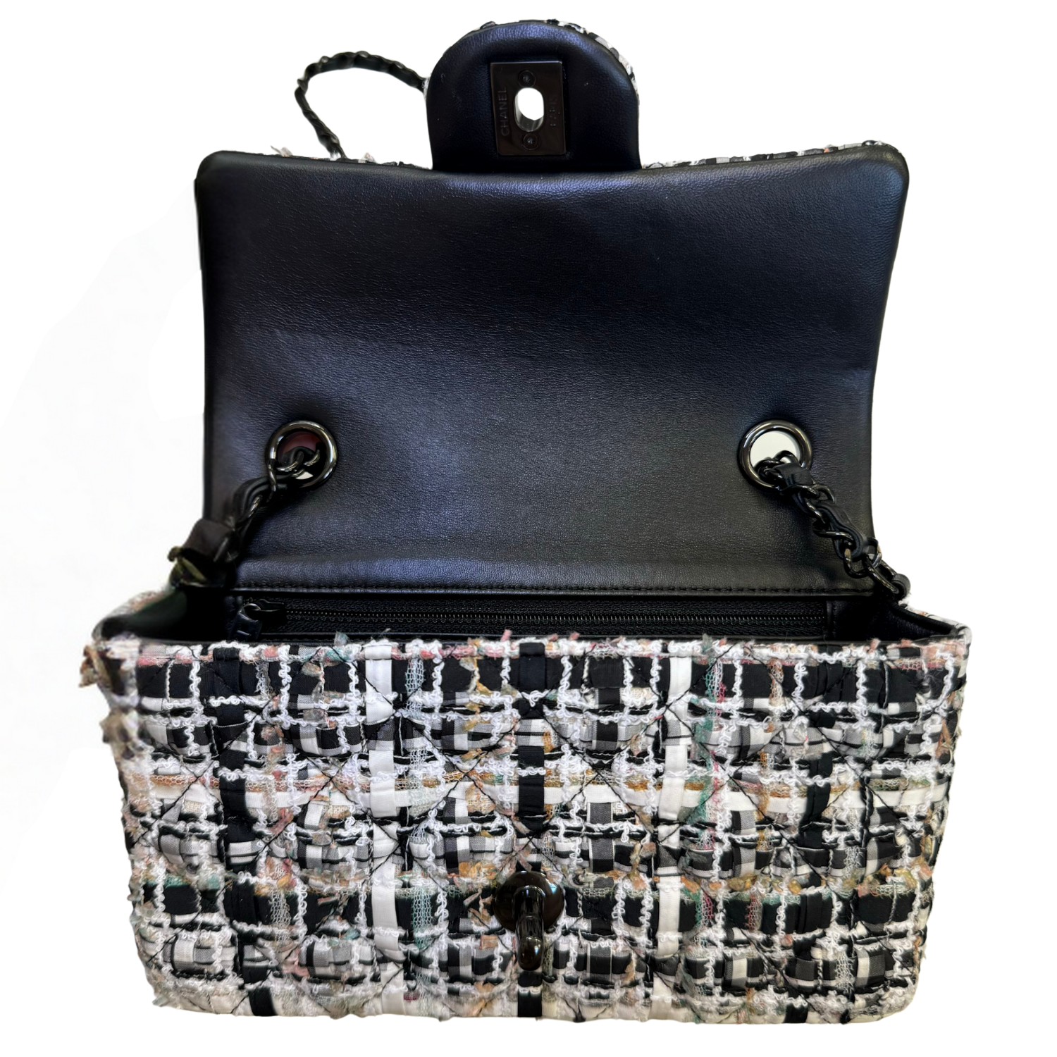 Chanel Tweed Mini Flap Bag 2022 Black White
