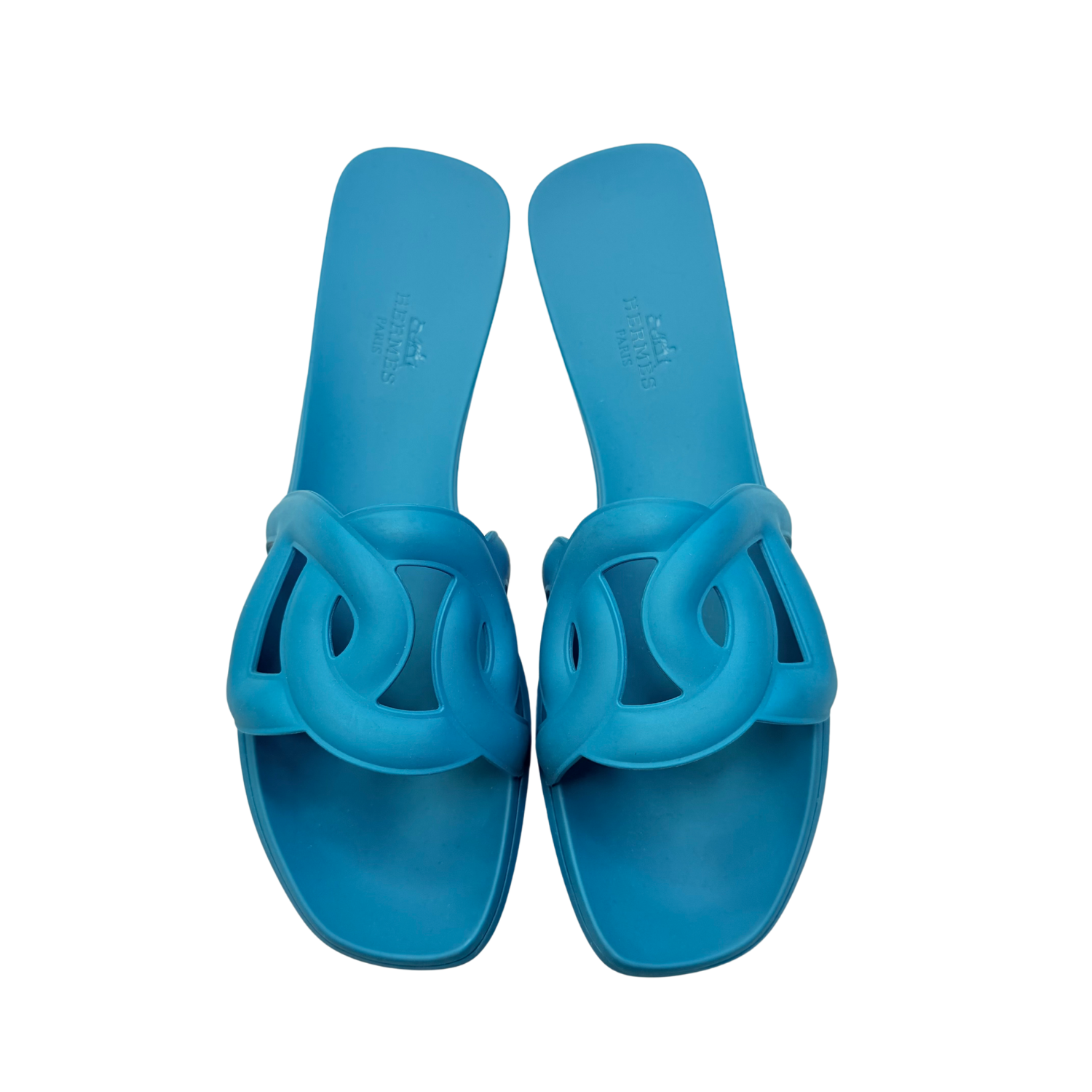 Hermès Aloha Rubber Slides Blue