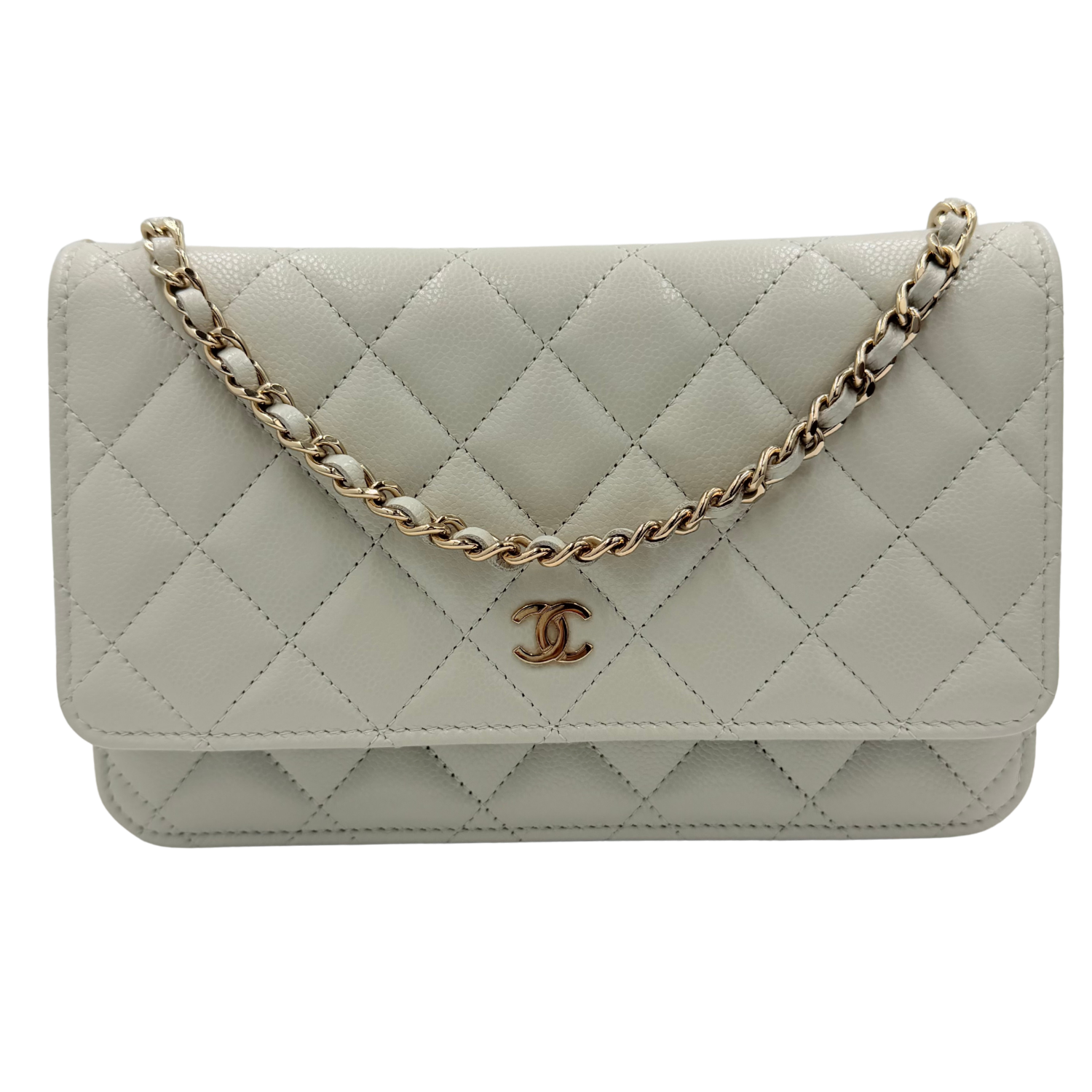 Chanel Classic Quilted Wallet On Chain Light Gray