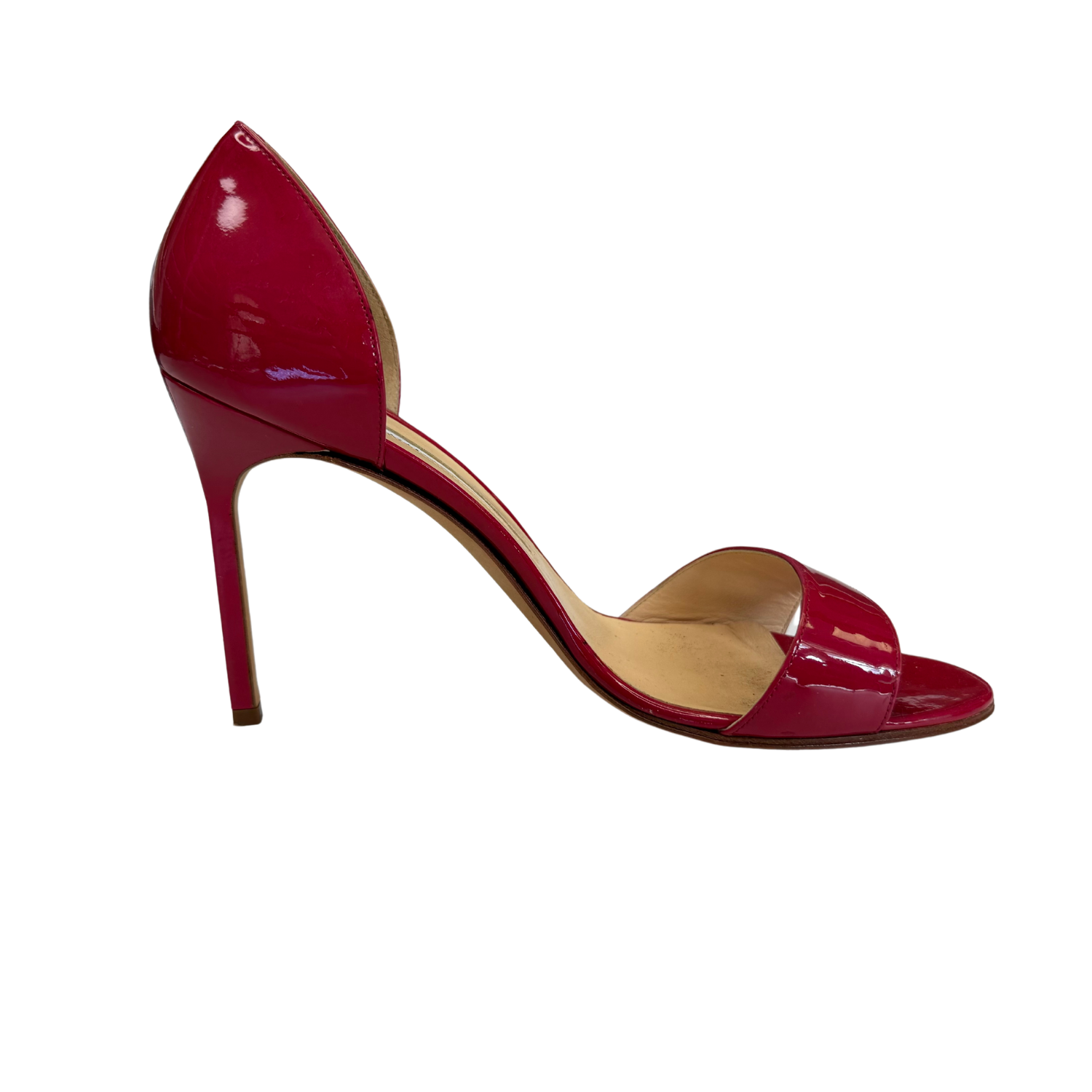 Manolo Blahnik Patent Leather D'Orsay Pumps Raspberry