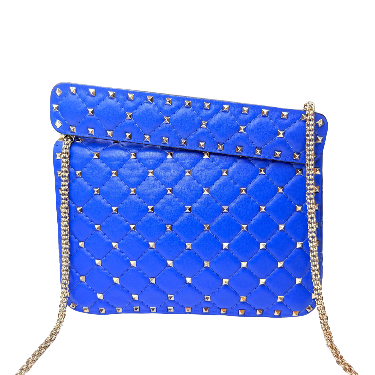 Valentino Nappa Medium Rockstud Spike Shoulder Bag Cobalt Blue
