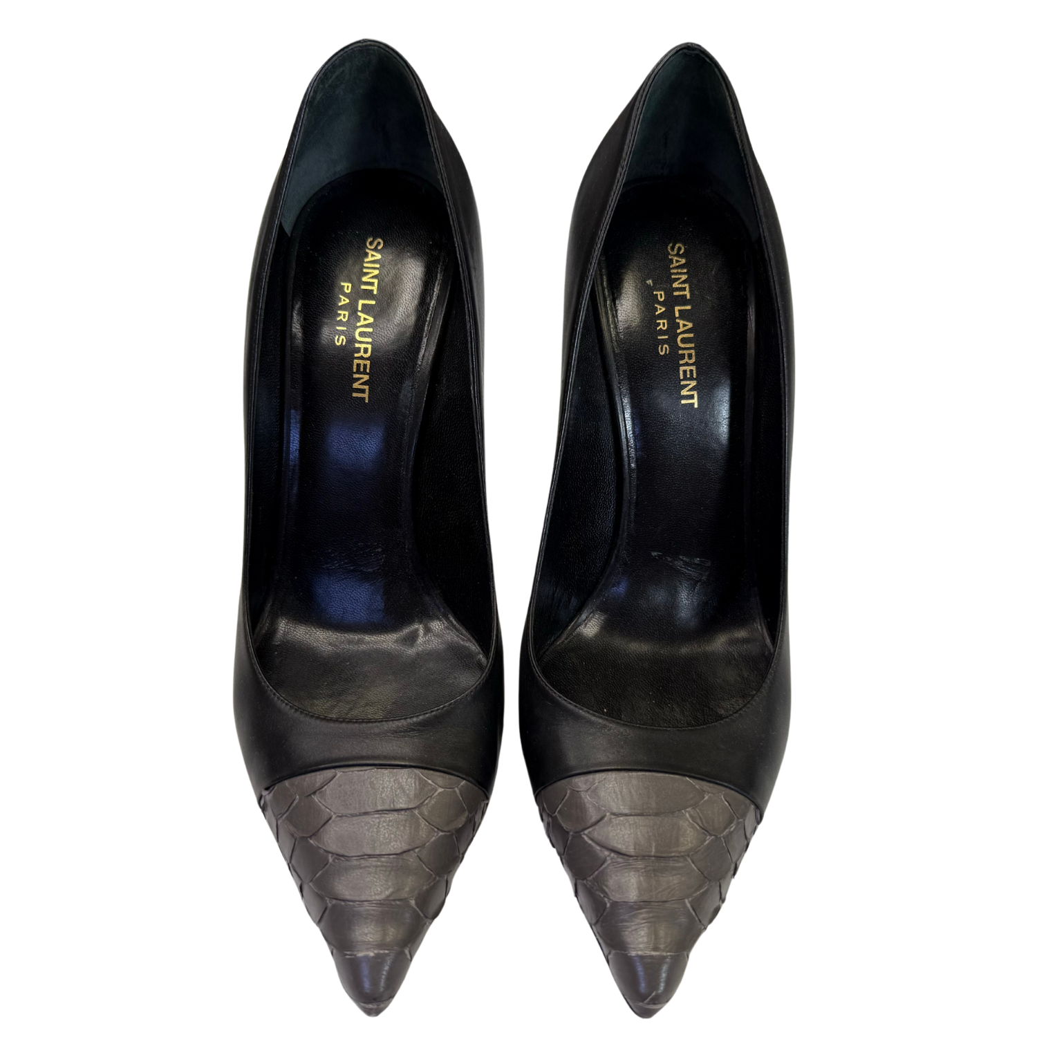 Saint Laurent Pointed Toe Leather Pumps Black