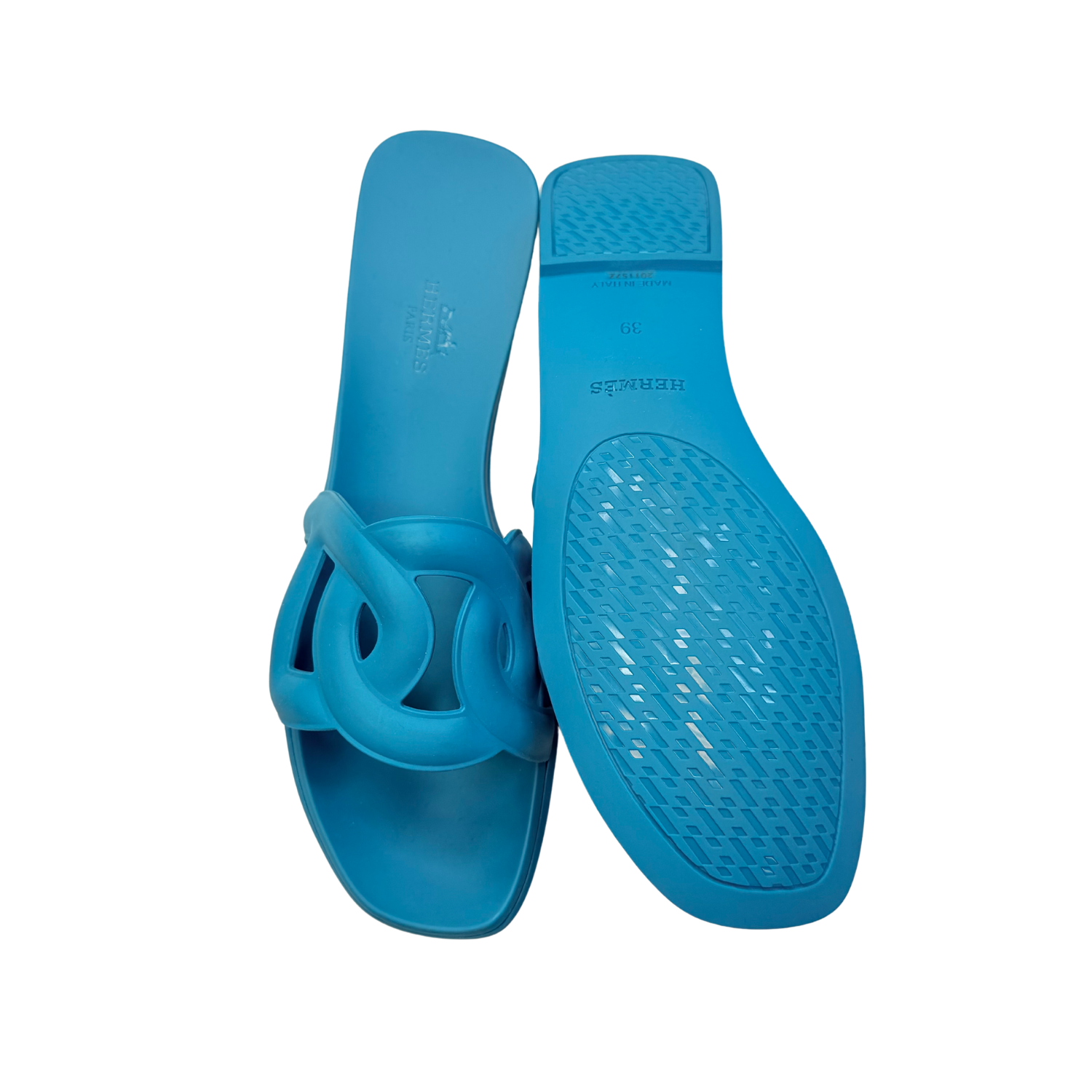 Hermès Aloha Rubber Slides Blue