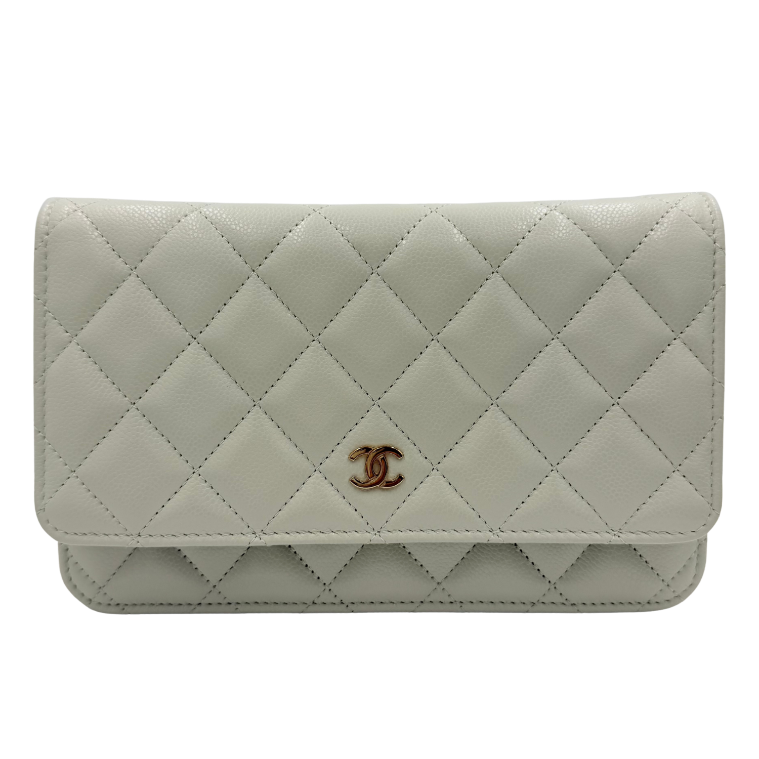 Chanel Classic Quilted Wallet On Chain Light Gray