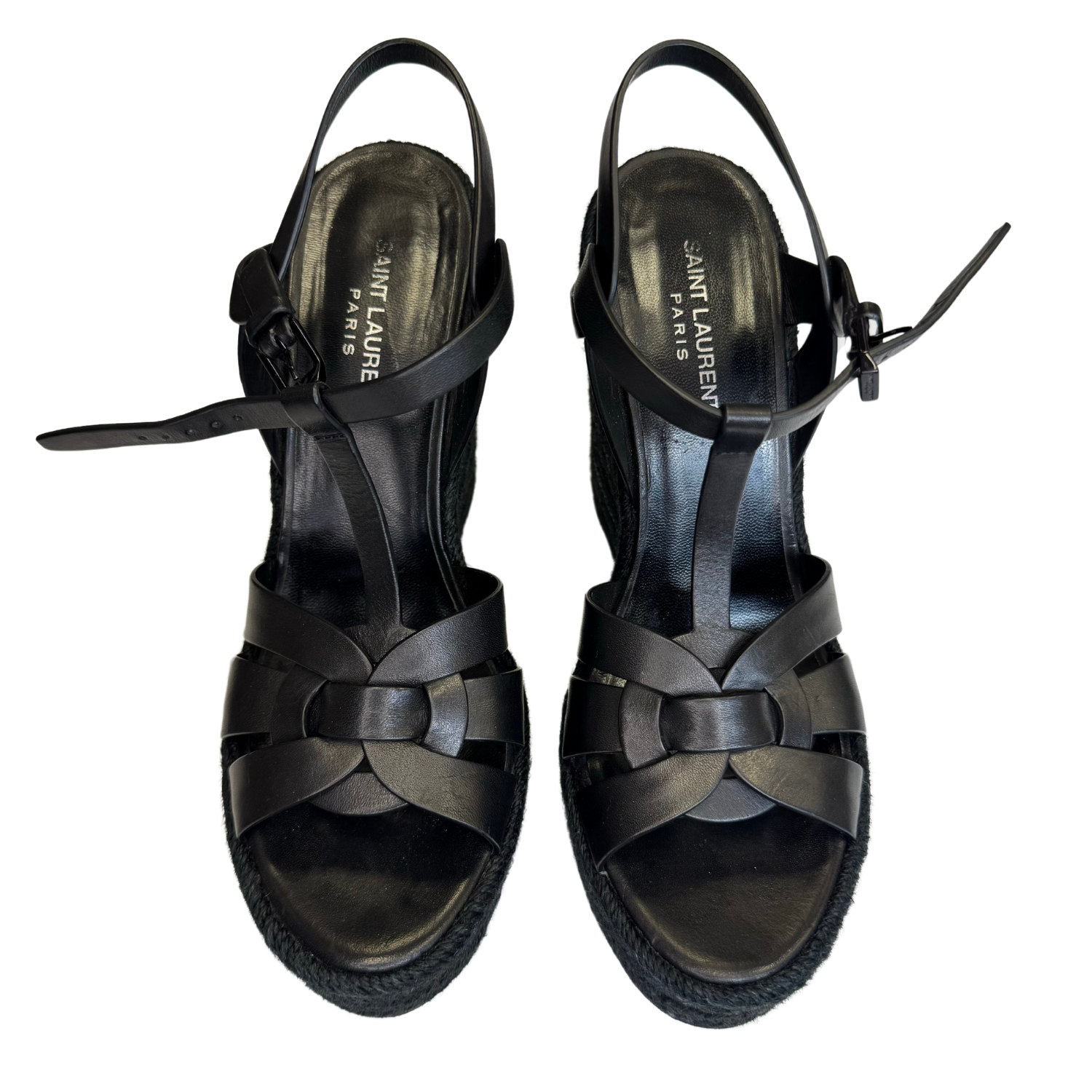 Yves Saint Laurent Tribute 95mm Platform Espadrille Wedges Black