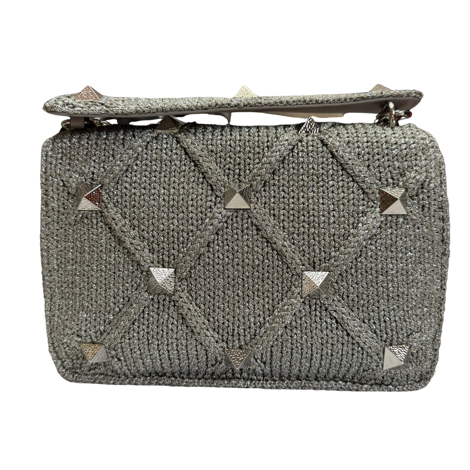 Valentino Knit Roman Stud Shoulder Bag