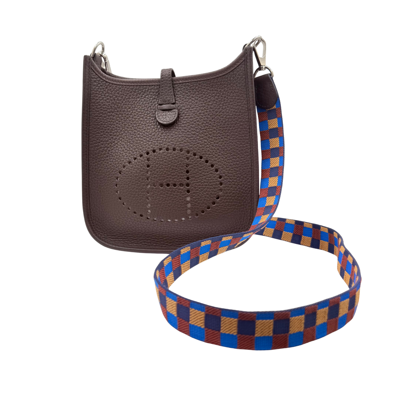 Hermès Evelyne 16 TPM Clemence Leather Ebene with Color Block Strap