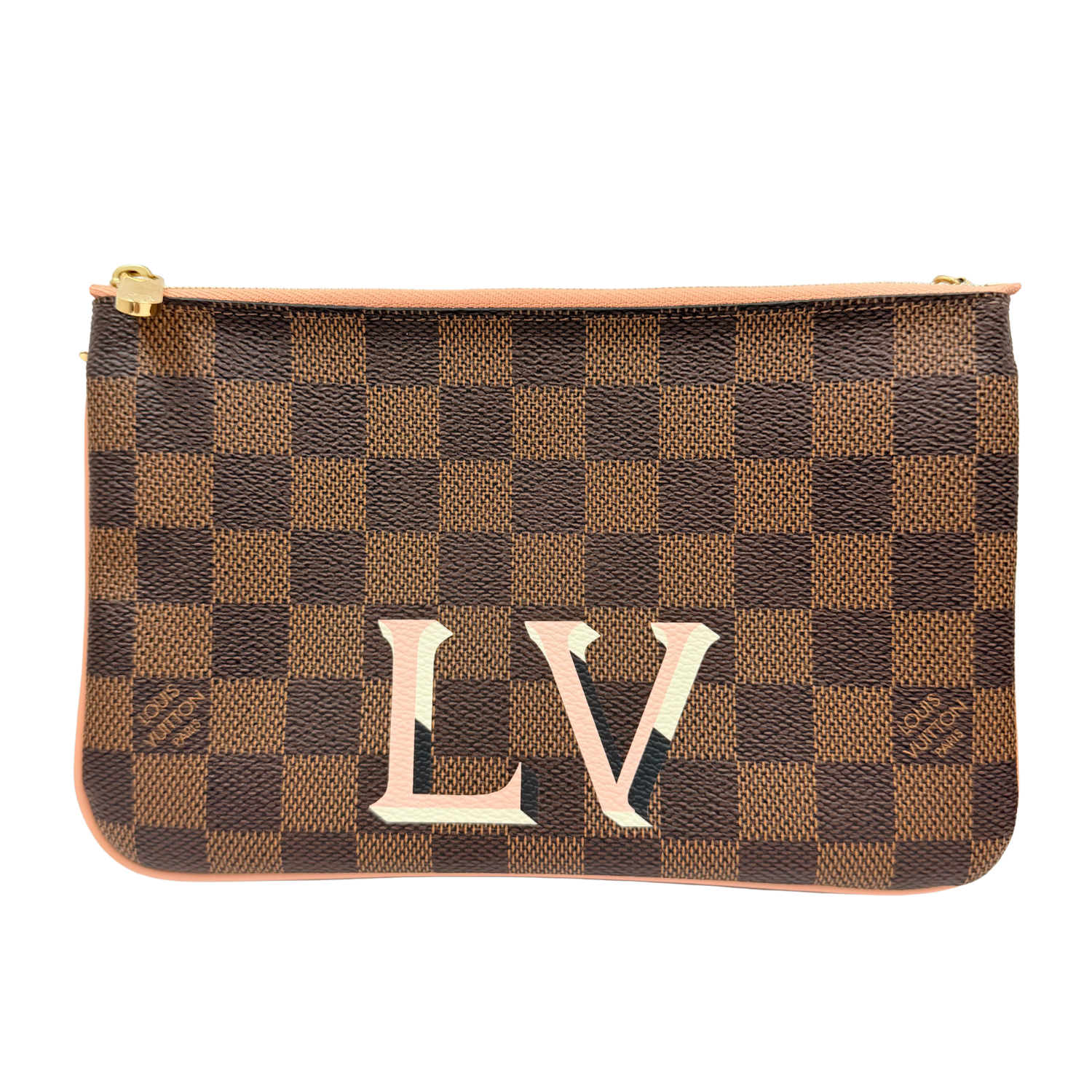 Louis Vuitton Damier Ebene Double Zip Pochette Brown