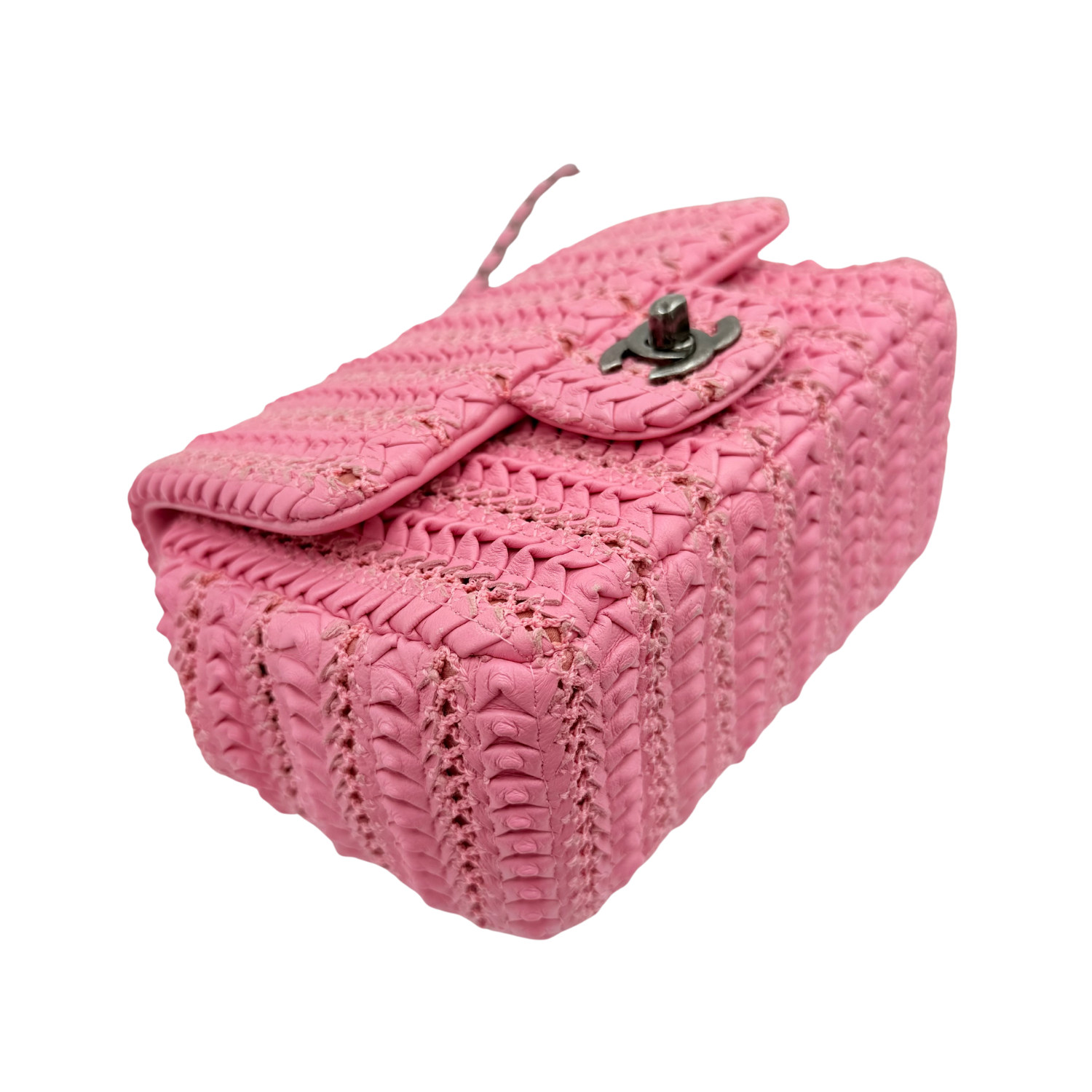 Chanel Paris-Seoul Mini Lambskin Crochet Flap Bag Pink