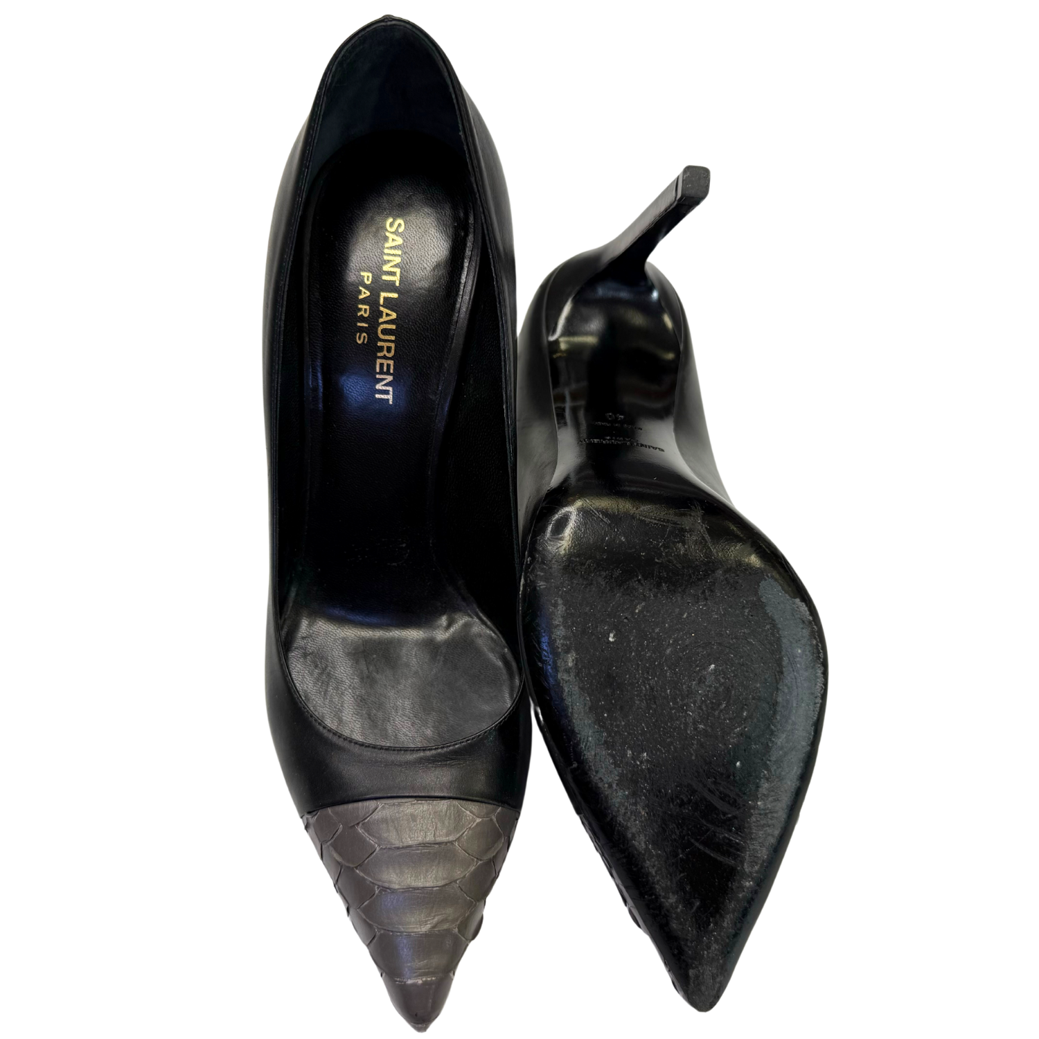 Saint Laurent Pointed Toe Leather Pumps Black