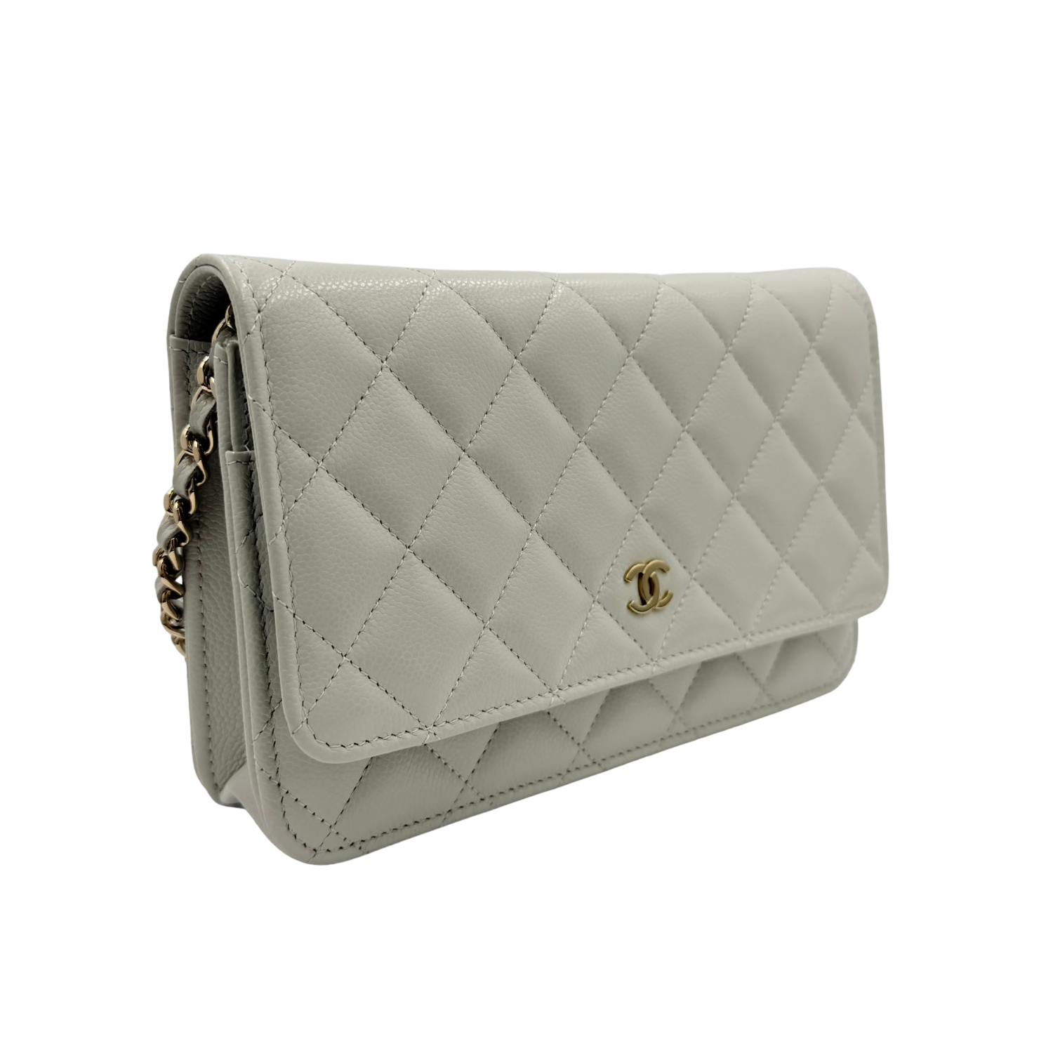 Chanel Classic Quilted Wallet On Chain Light Gray