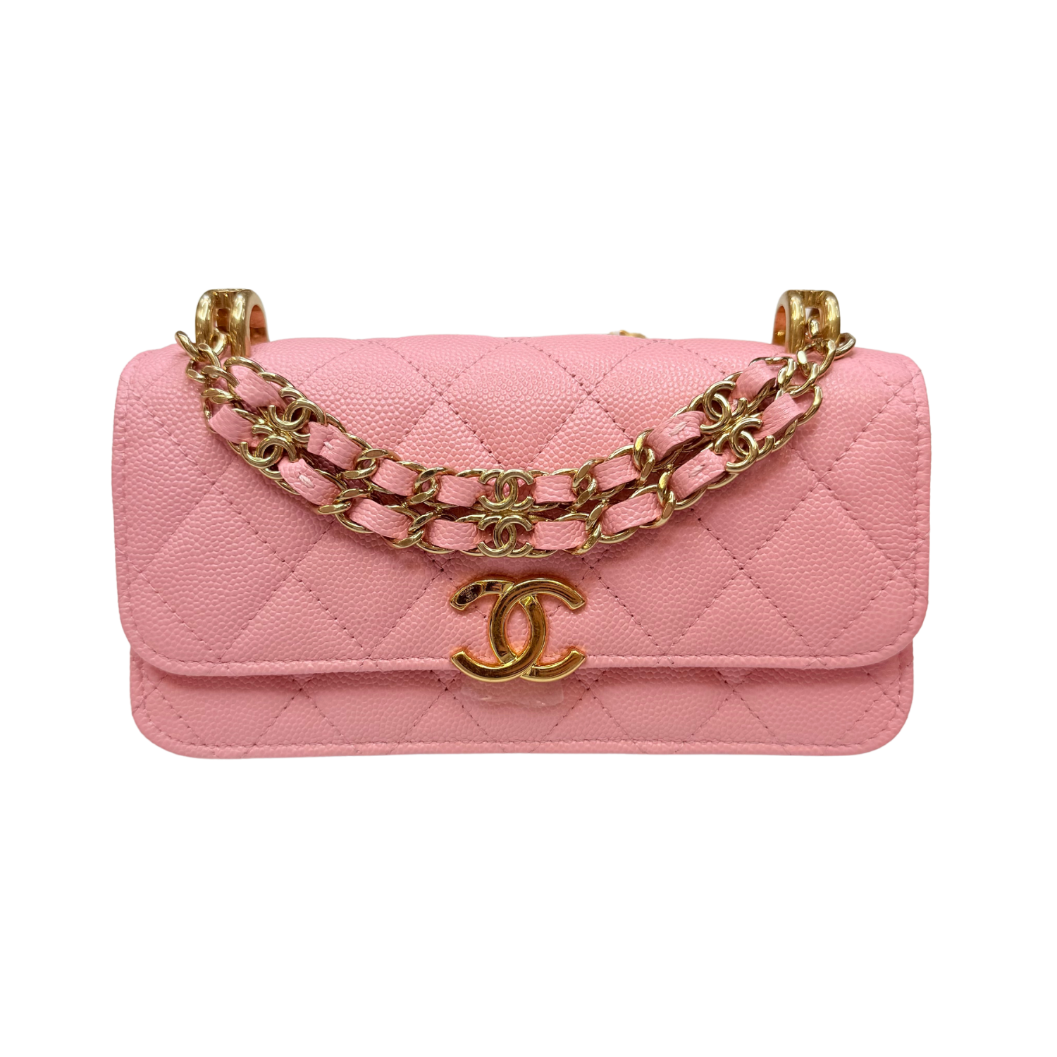 Chanel Pick Me Up Wallet on Chain with Chain Top Handle Bag Pink