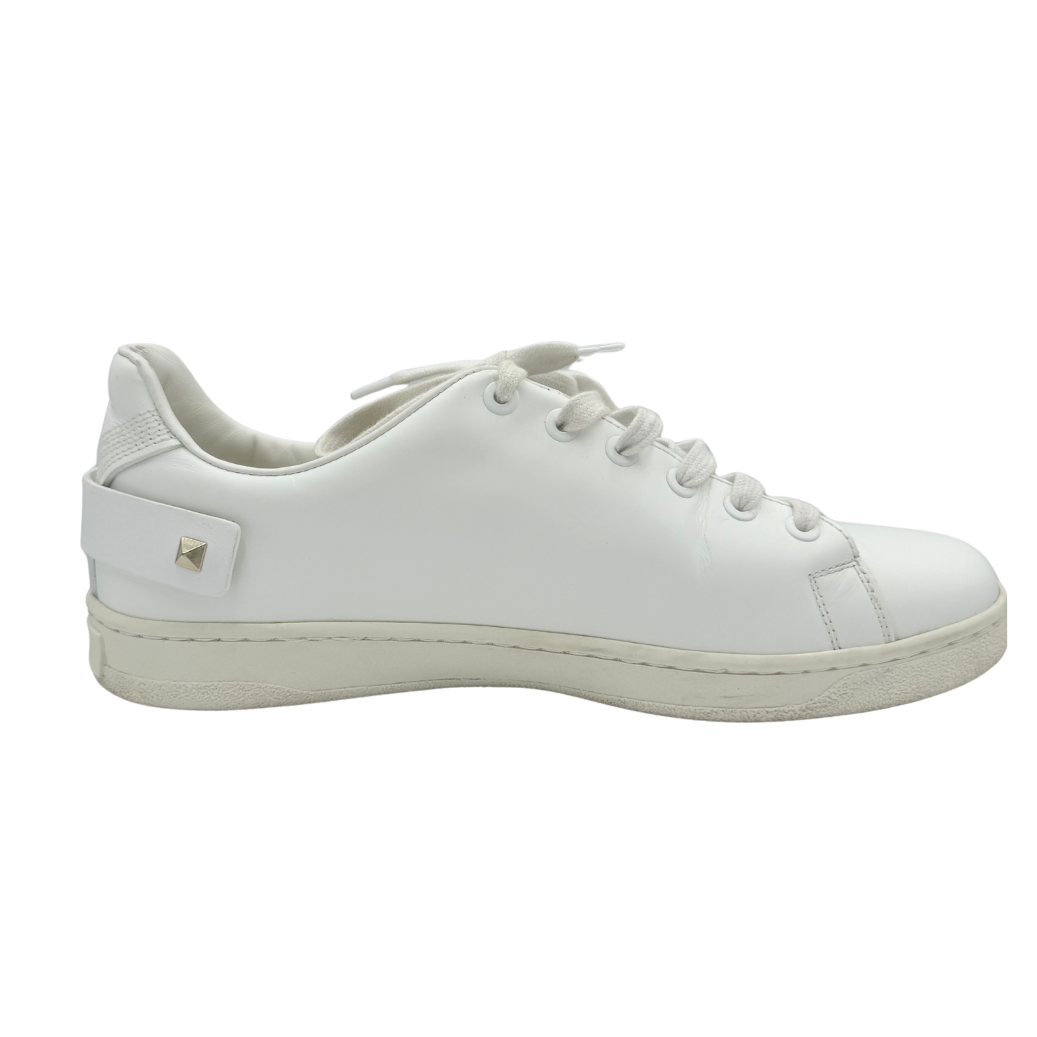 Valentino Rockstud Accents Leather Sneakers White