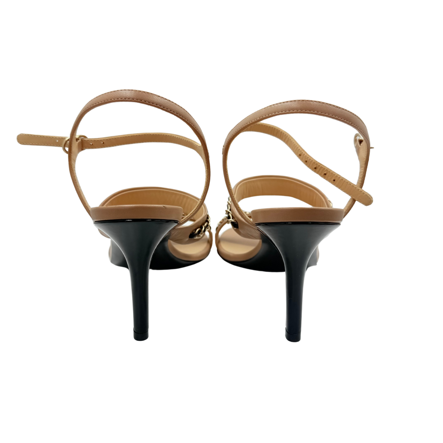 Chanel CC Calfskin Slingback Sandals Beige
