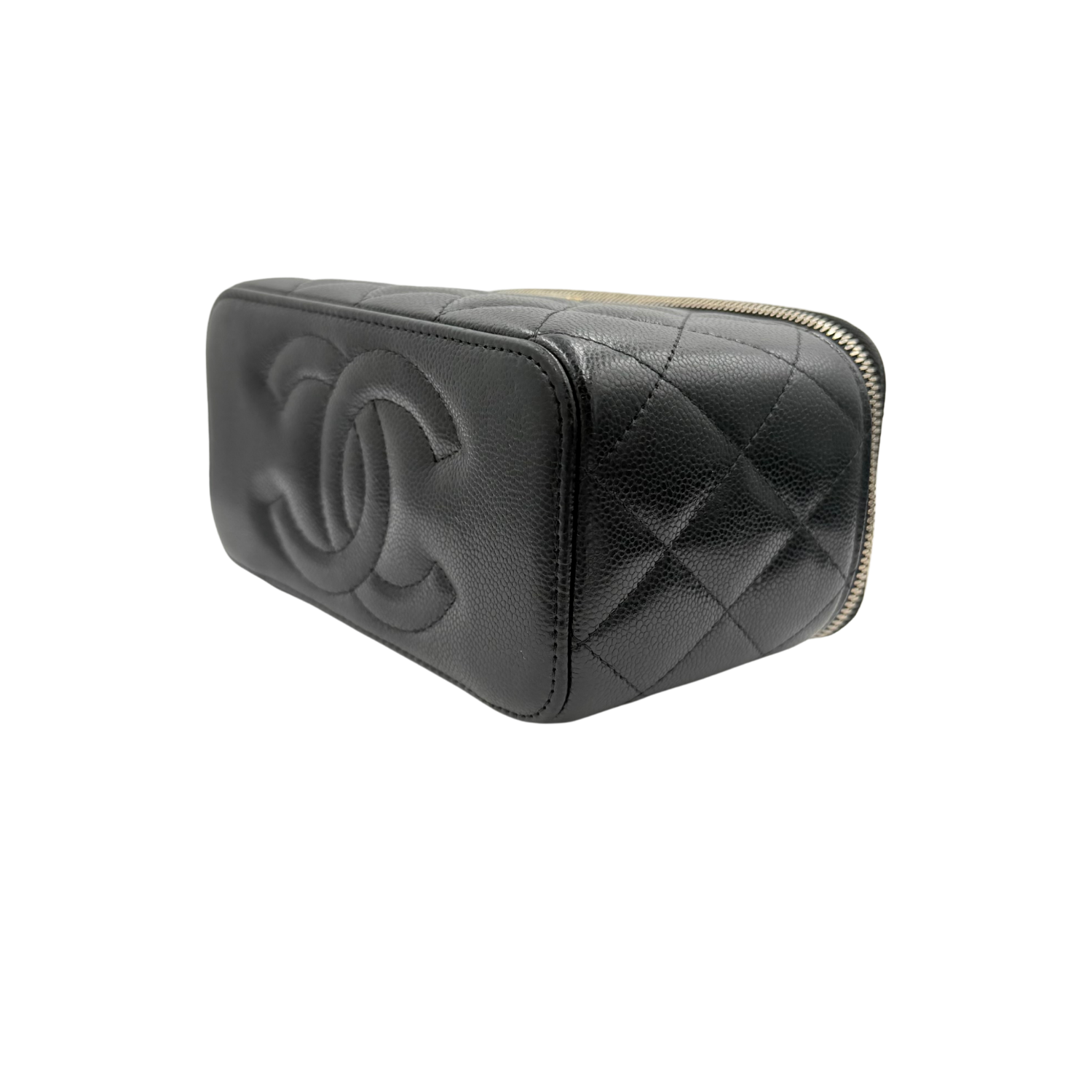 Chanel Medium Quilted Caviar Leather Vanity Case Black