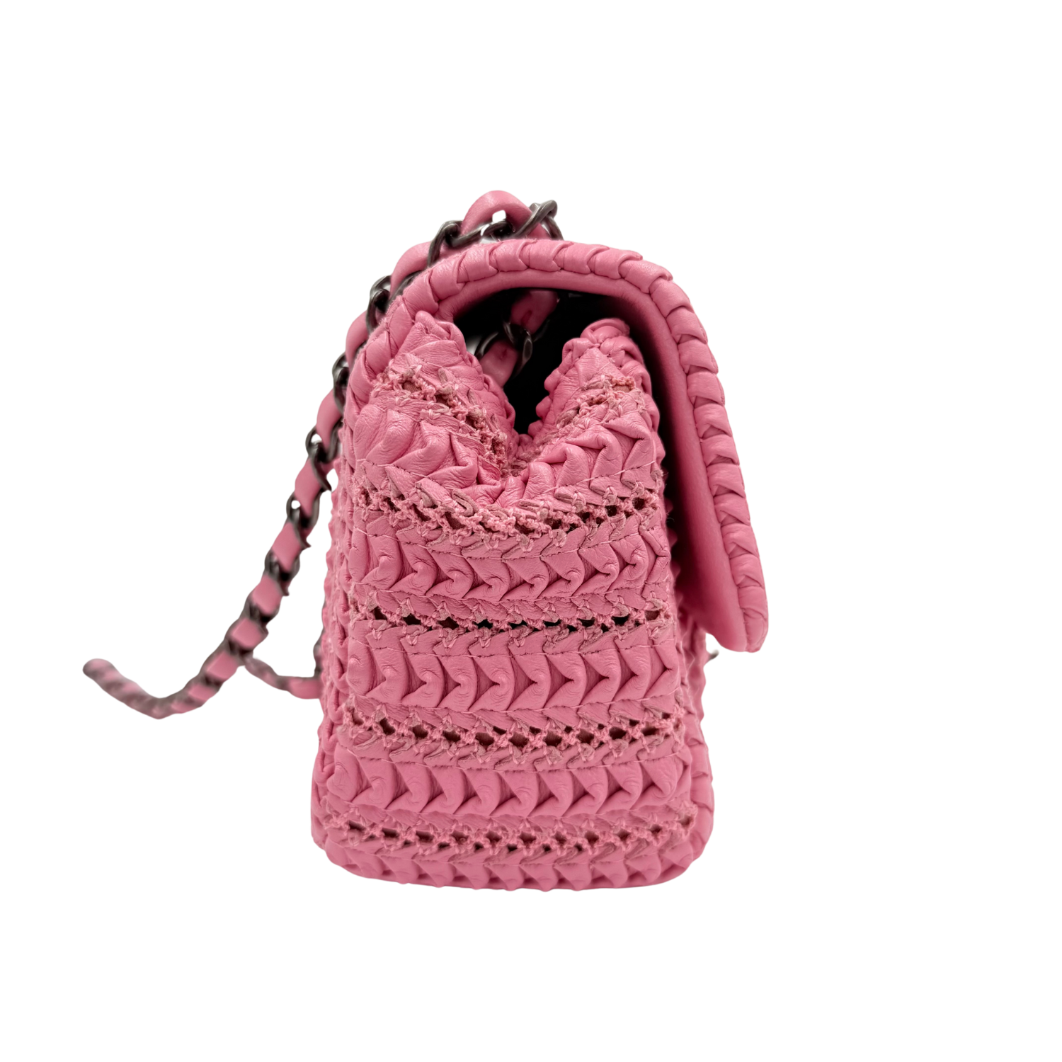 Chanel Paris-Seoul Mini Lambskin Crochet Flap Bag Pink