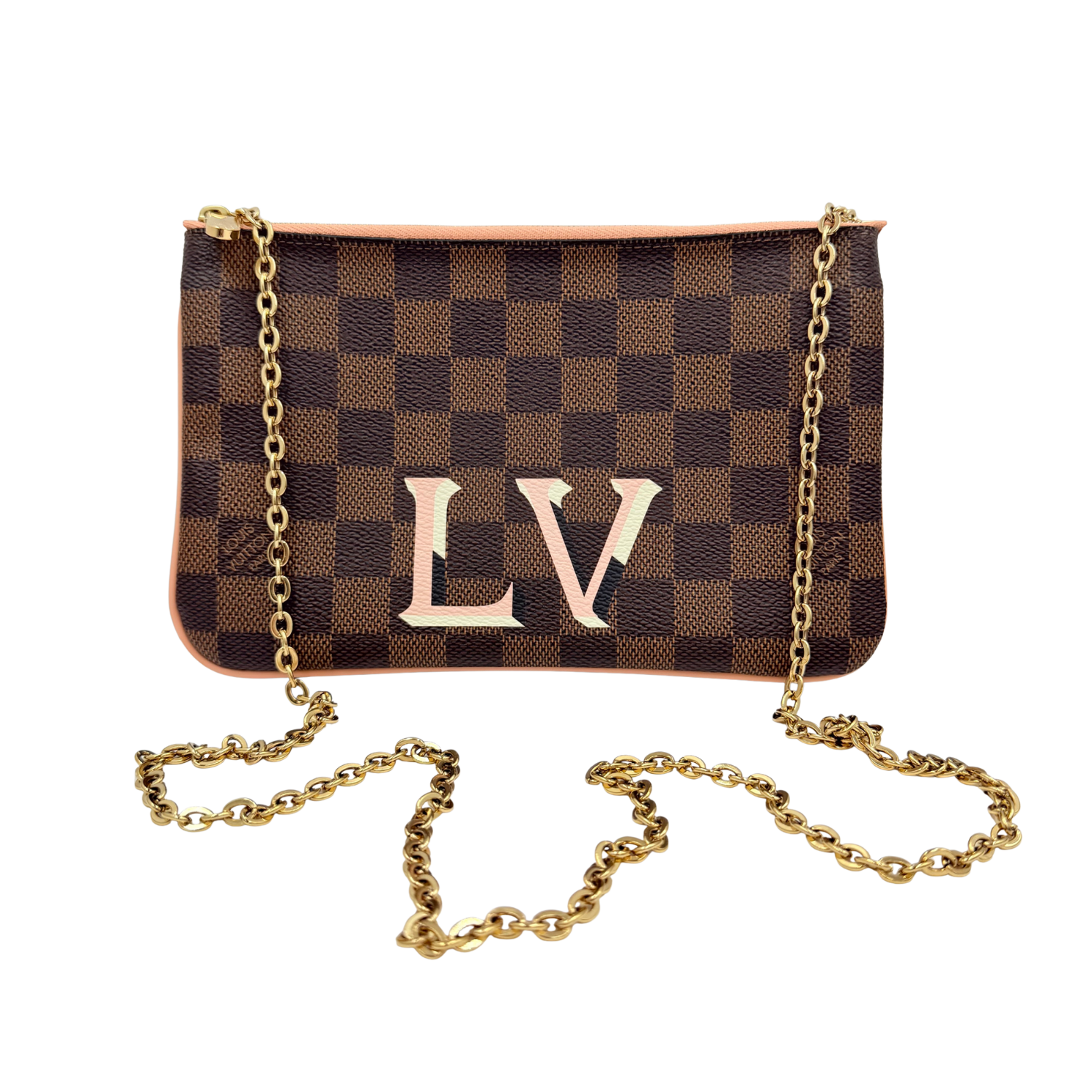 Louis Vuitton Damier Ebene Double Zip Pochette Brown