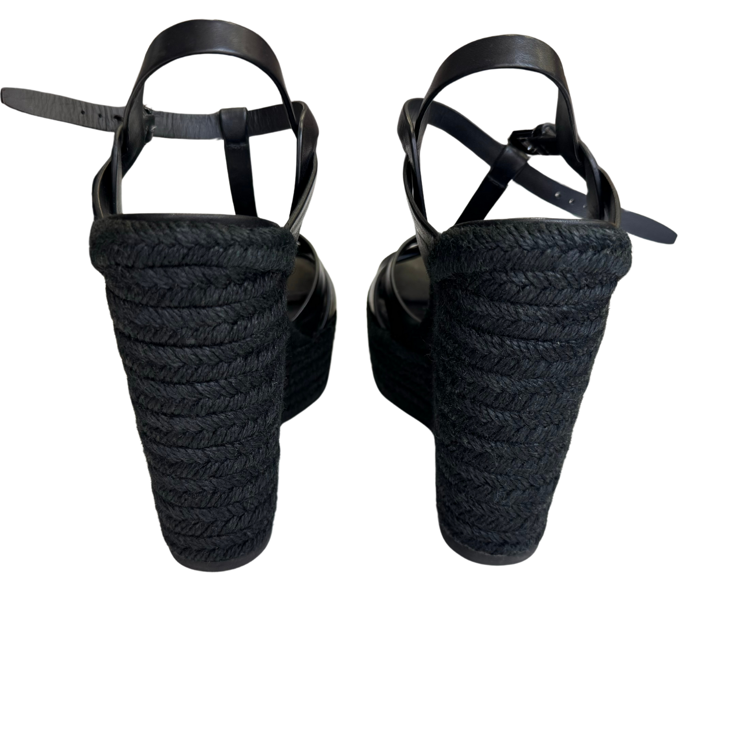 Yves Saint Laurent Tribute 95mm Platform Espadrille Wedges Black