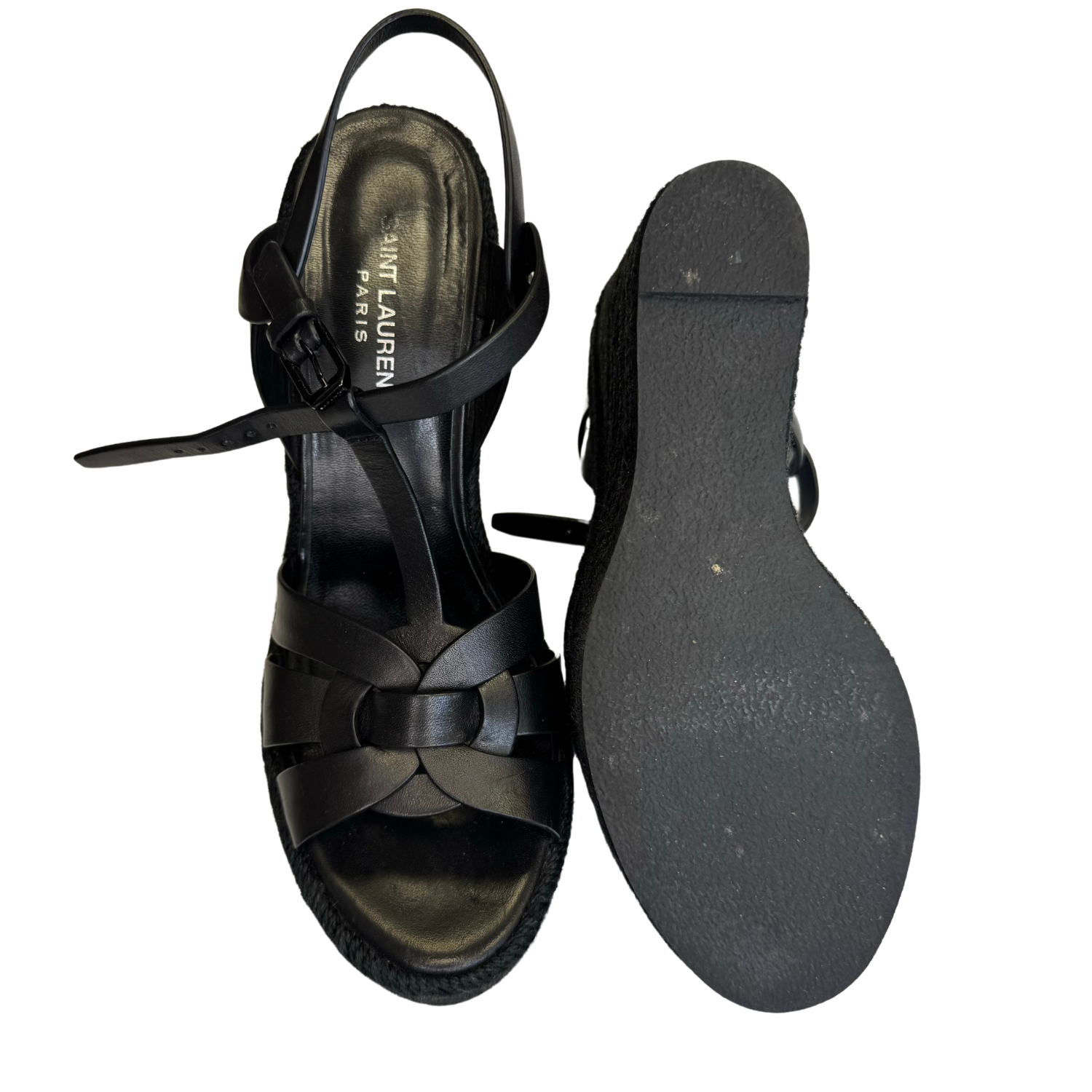 Yves Saint Laurent Tribute 95mm Platform Espadrille Wedges Black
