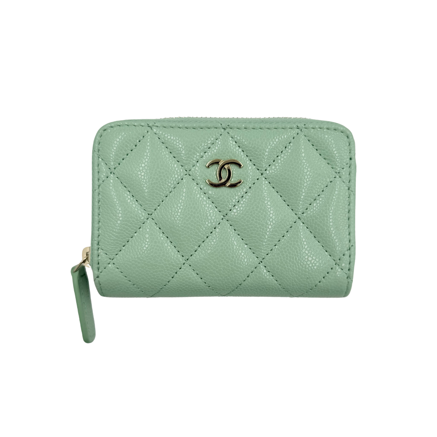 Chanel Small CC Zip Around Wallet Seafoam