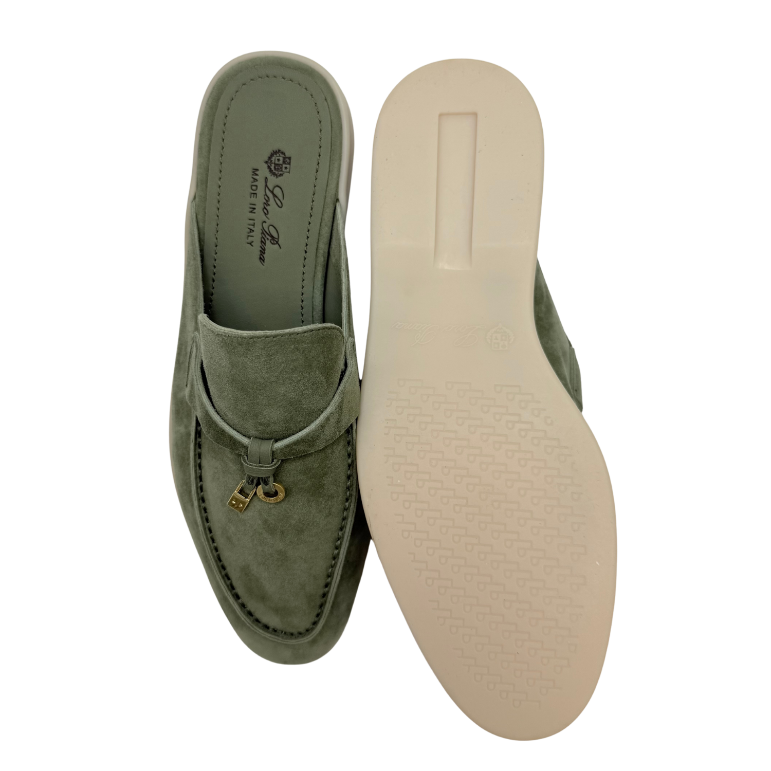 Loro Piana Babouche Charms Walk Loafer Tea Room Green