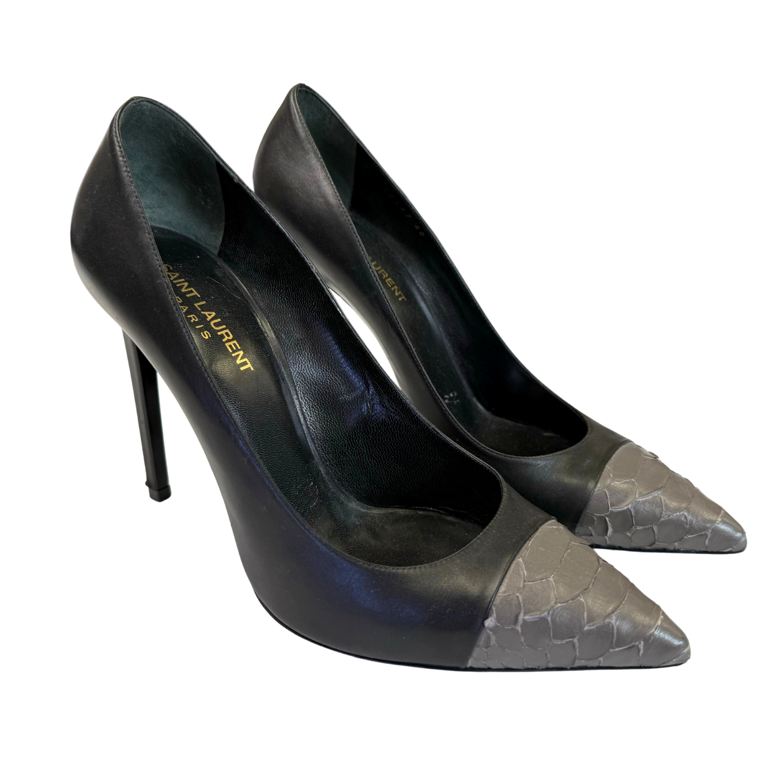 Saint Laurent Pointed Toe Leather Pumps Black