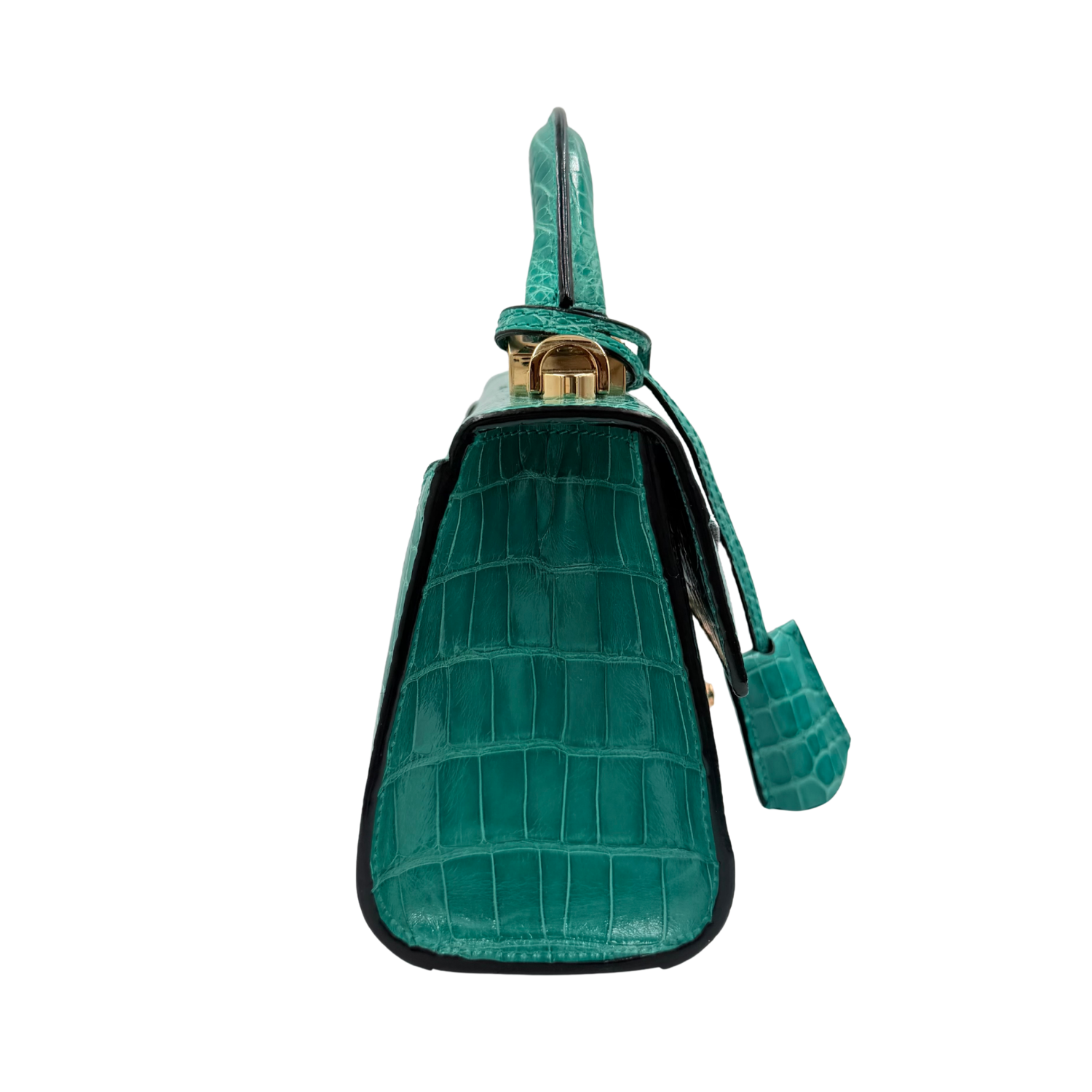 Stalvey Alligator 24k Gold 2.0 Top Handle Bag Turquoise