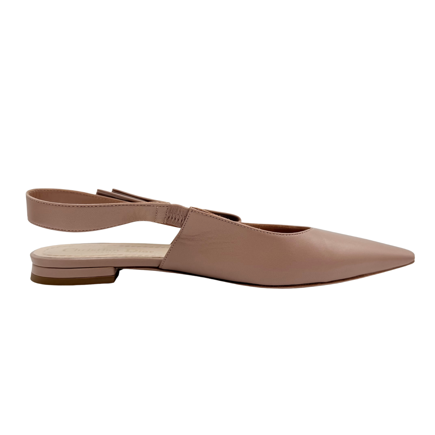Christian Dior Bow Accents Slingback Flats Tan