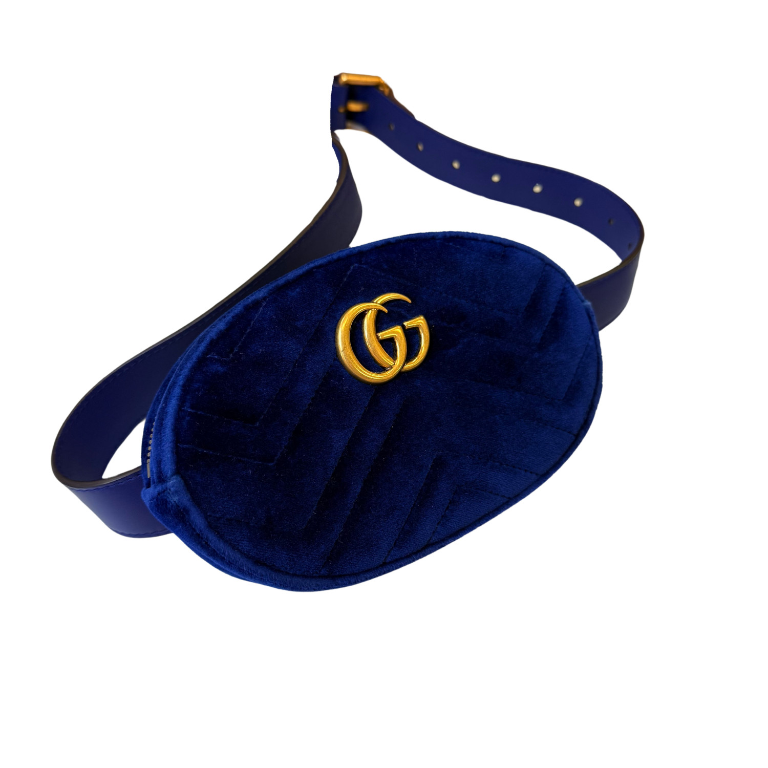 Gucci GG Marmont Belt Bag Matelasse Velvet Cobalt Blue