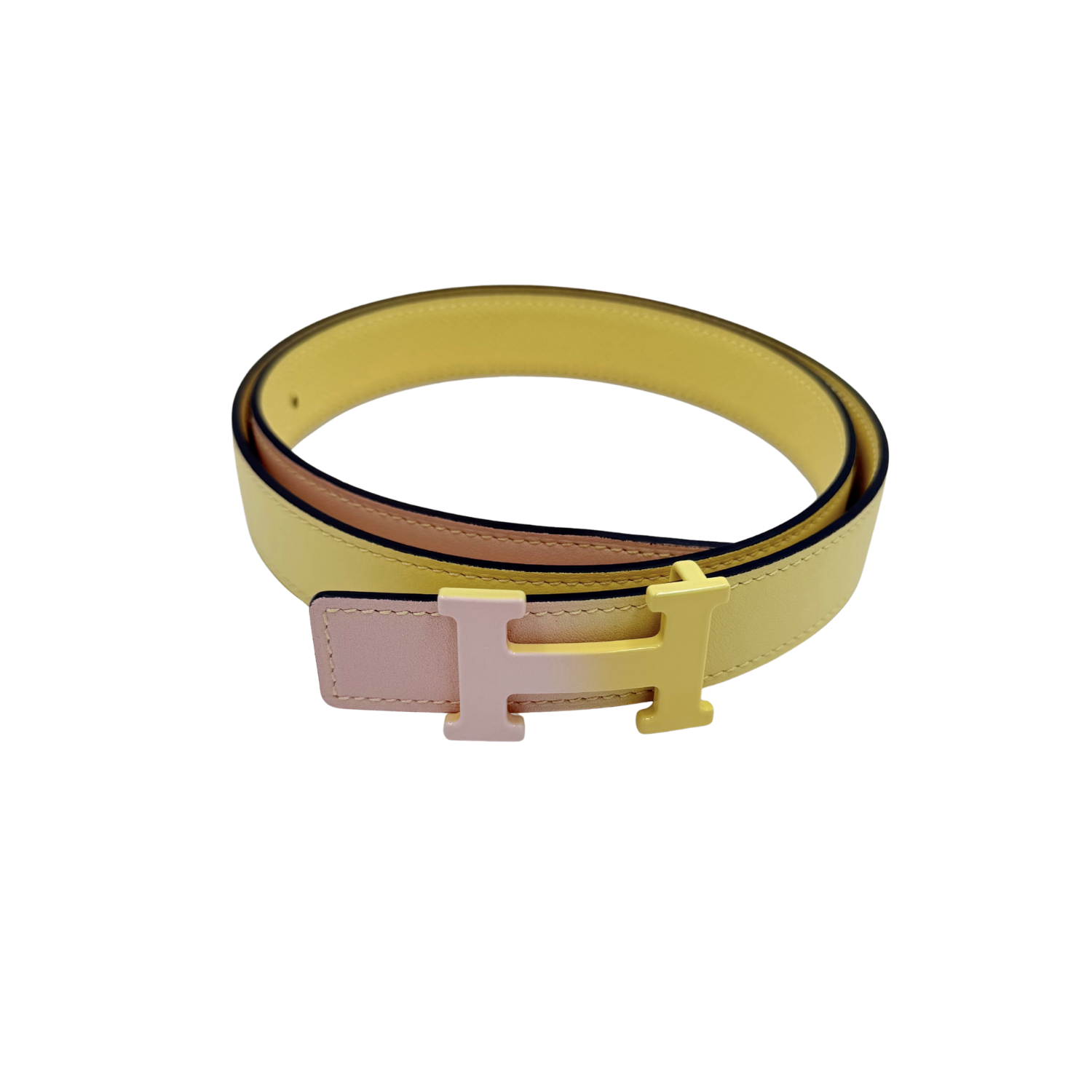 Hermès 22mm Limited Constance Belt Epsom Leather Two Tone Pink and Yellow 75