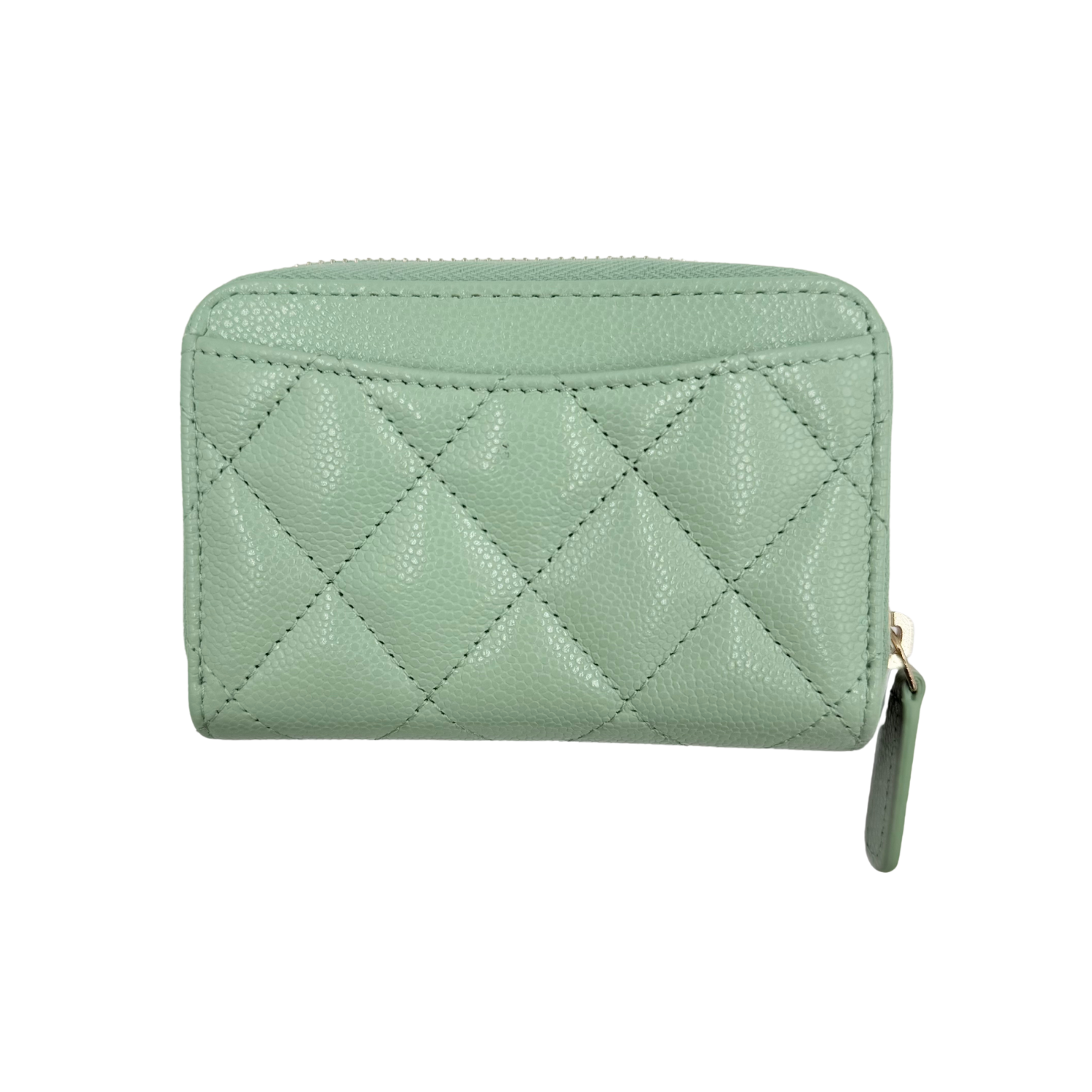 Chanel Small CC Zip Around Wallet Seafoam