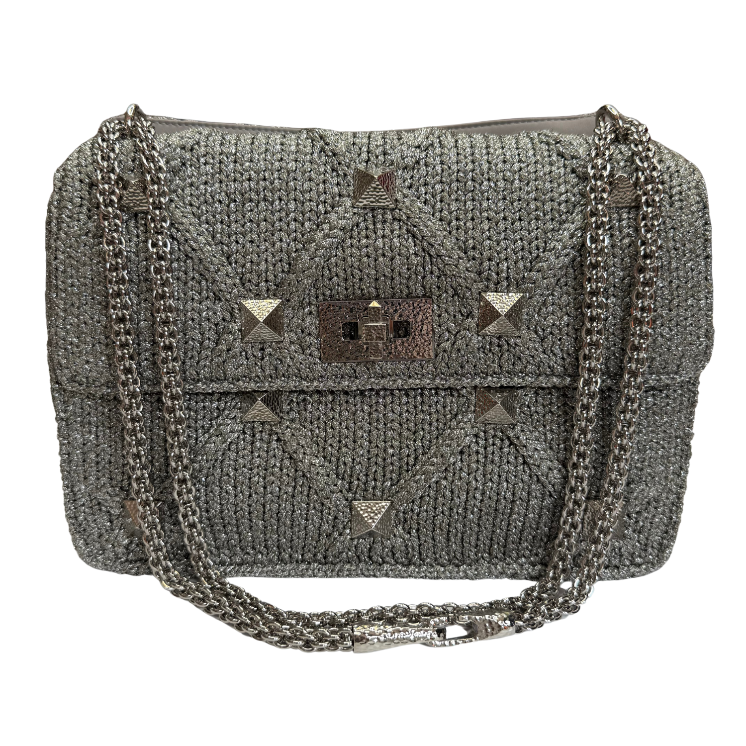 Valentino Knit Roman Stud Shoulder Bag