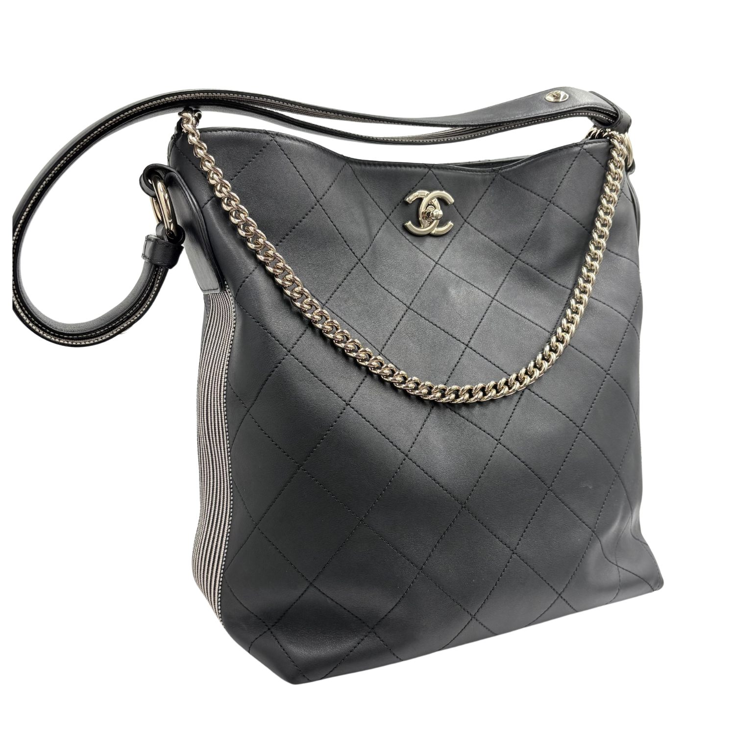 Chanel CC Button Up Hobo Black