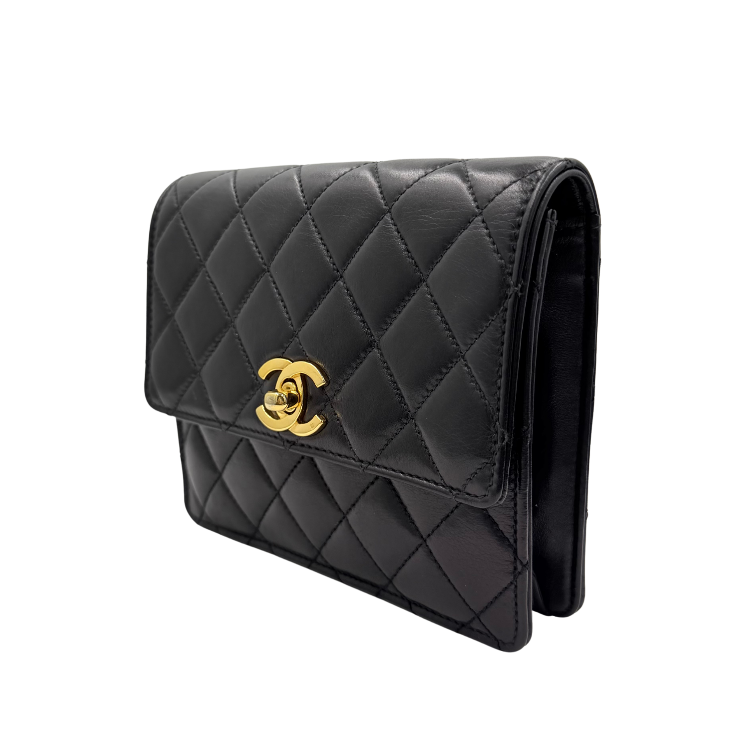 Chanel Vintage Quilted Lambskin Belt Bag Black