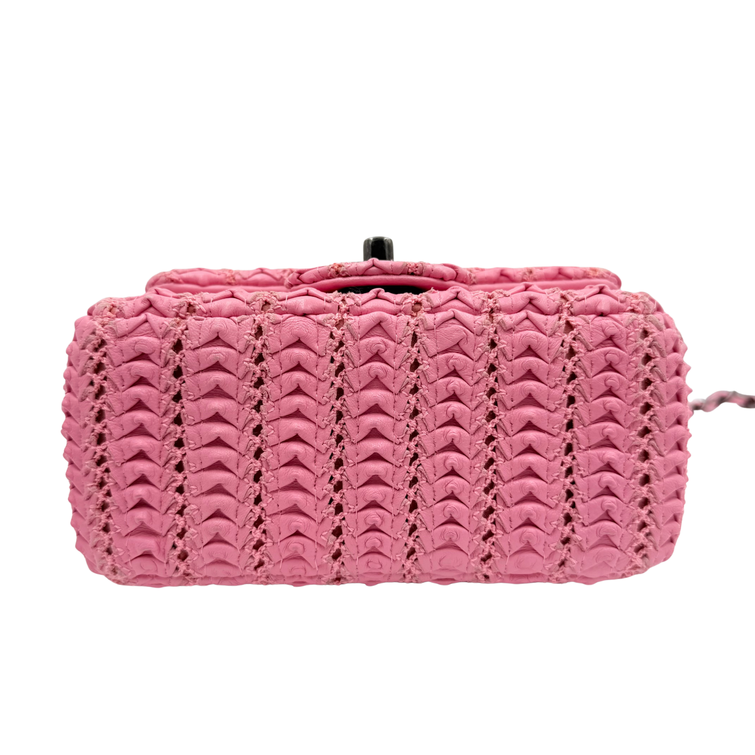 Chanel Paris-Seoul Mini Lambskin Crochet Flap Bag Pink