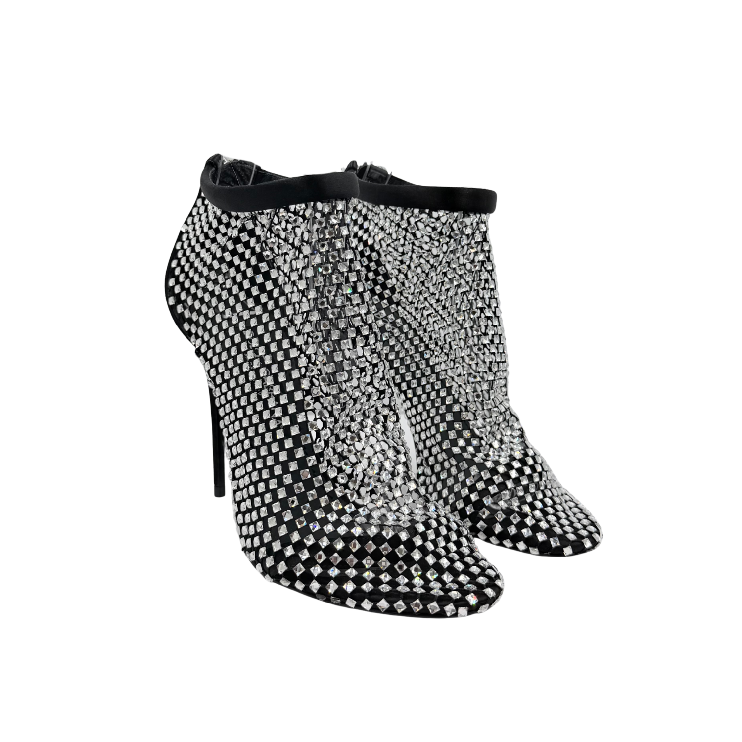 Dolce & Gabbana Strass Net Stiletto Booties Black Size 37.5