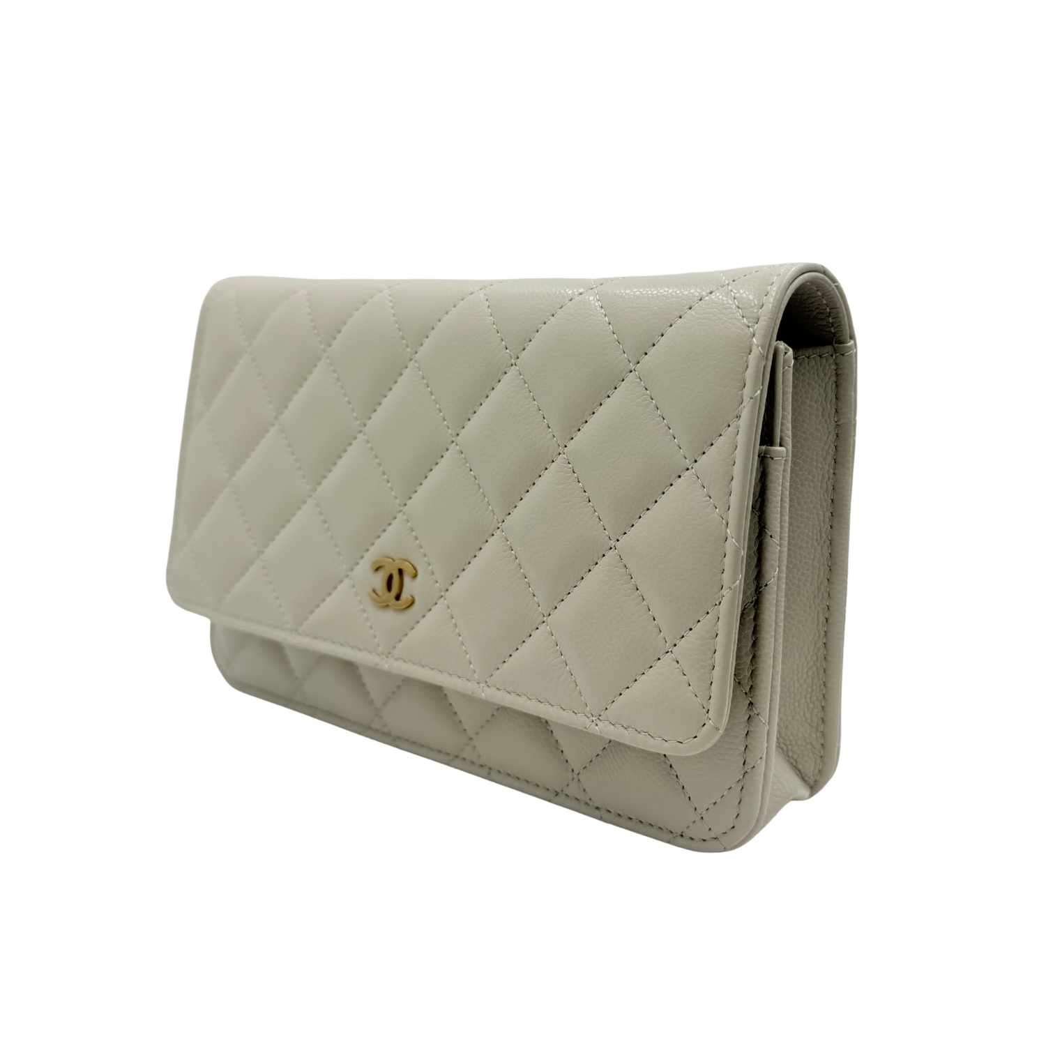 Chanel Classic Quilted Wallet On Chain Light Gray